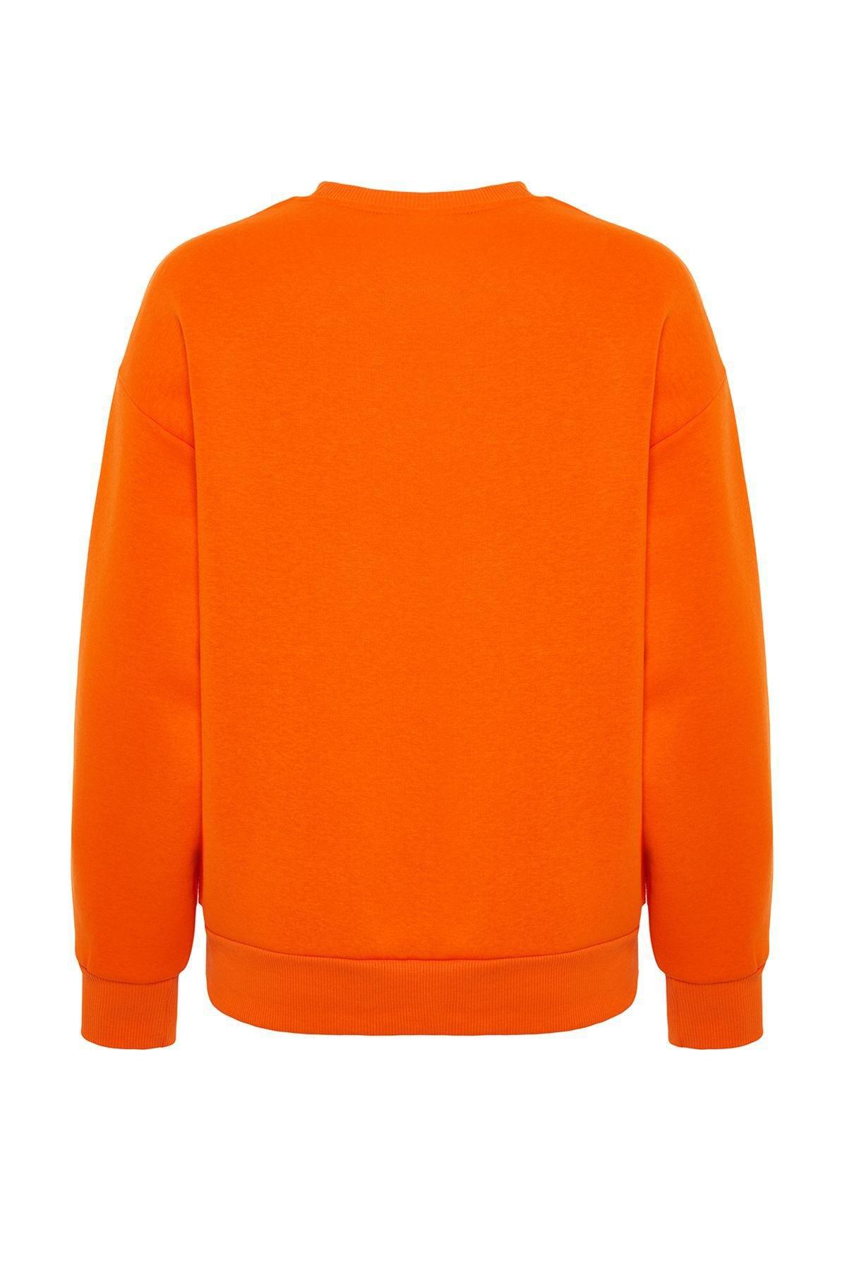 Orange Slogan Knitted Sweatshirt, Orange, large image number 7