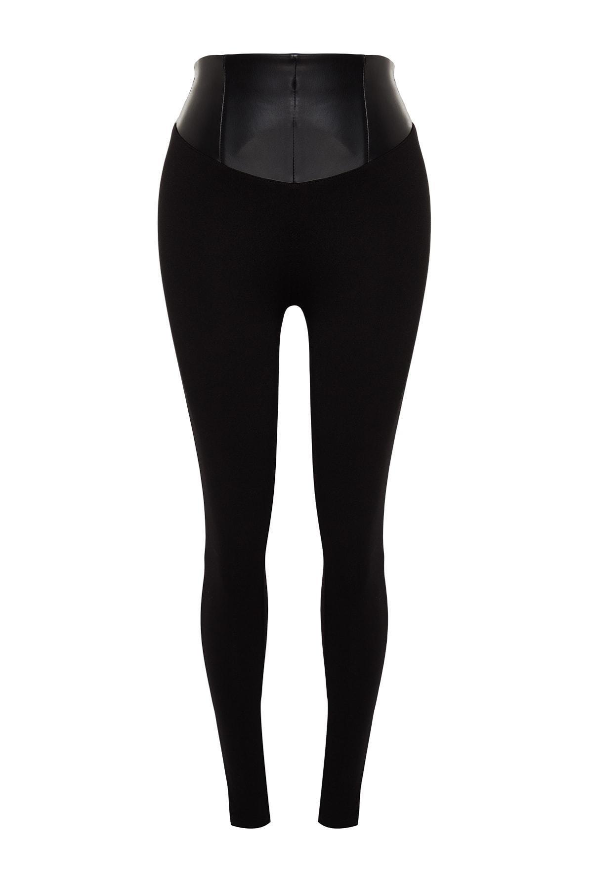 Black High Waist Knit Leggings, , large image number 5