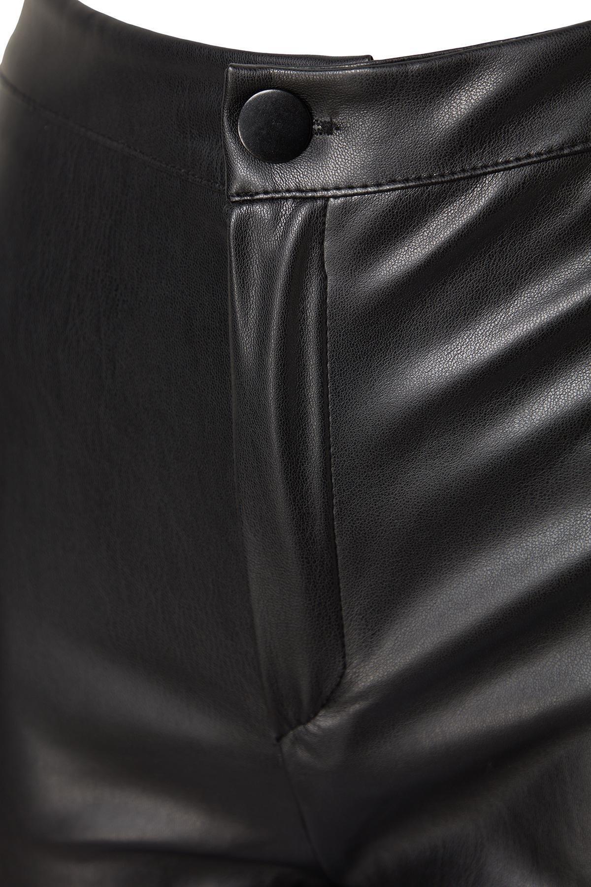 Black Leather Wide Leg Knitted Pants, , large image number 7