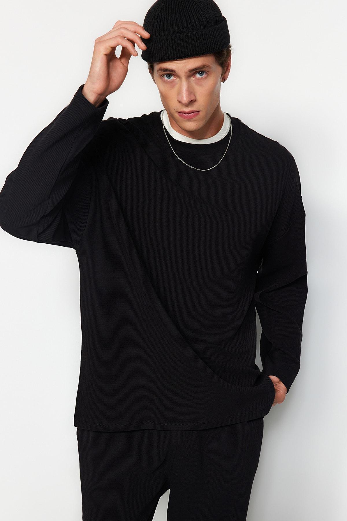 Black Oversize Sweatshirt, , large image number 2