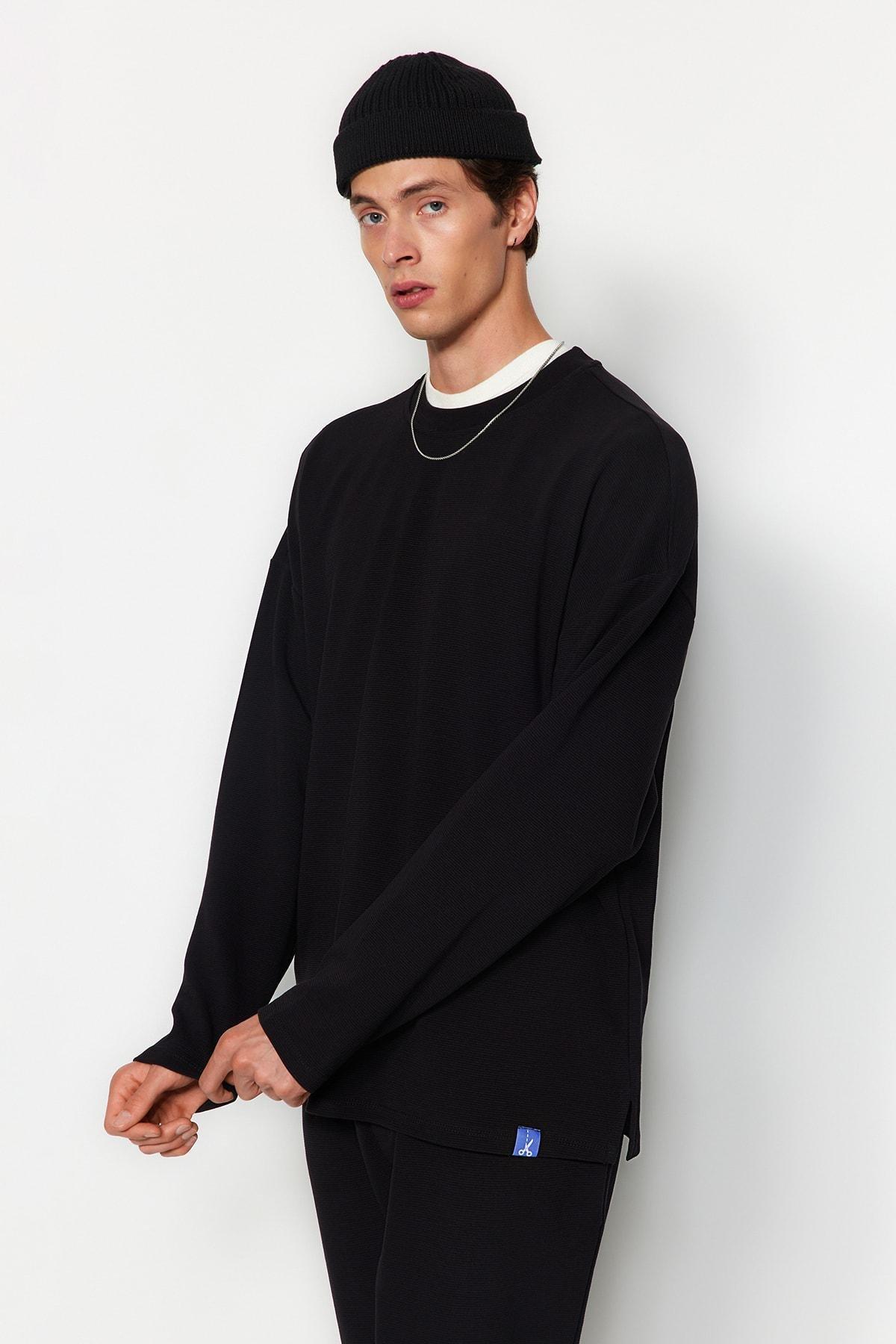 Black Oversize Sweatshirt, , large image number 3