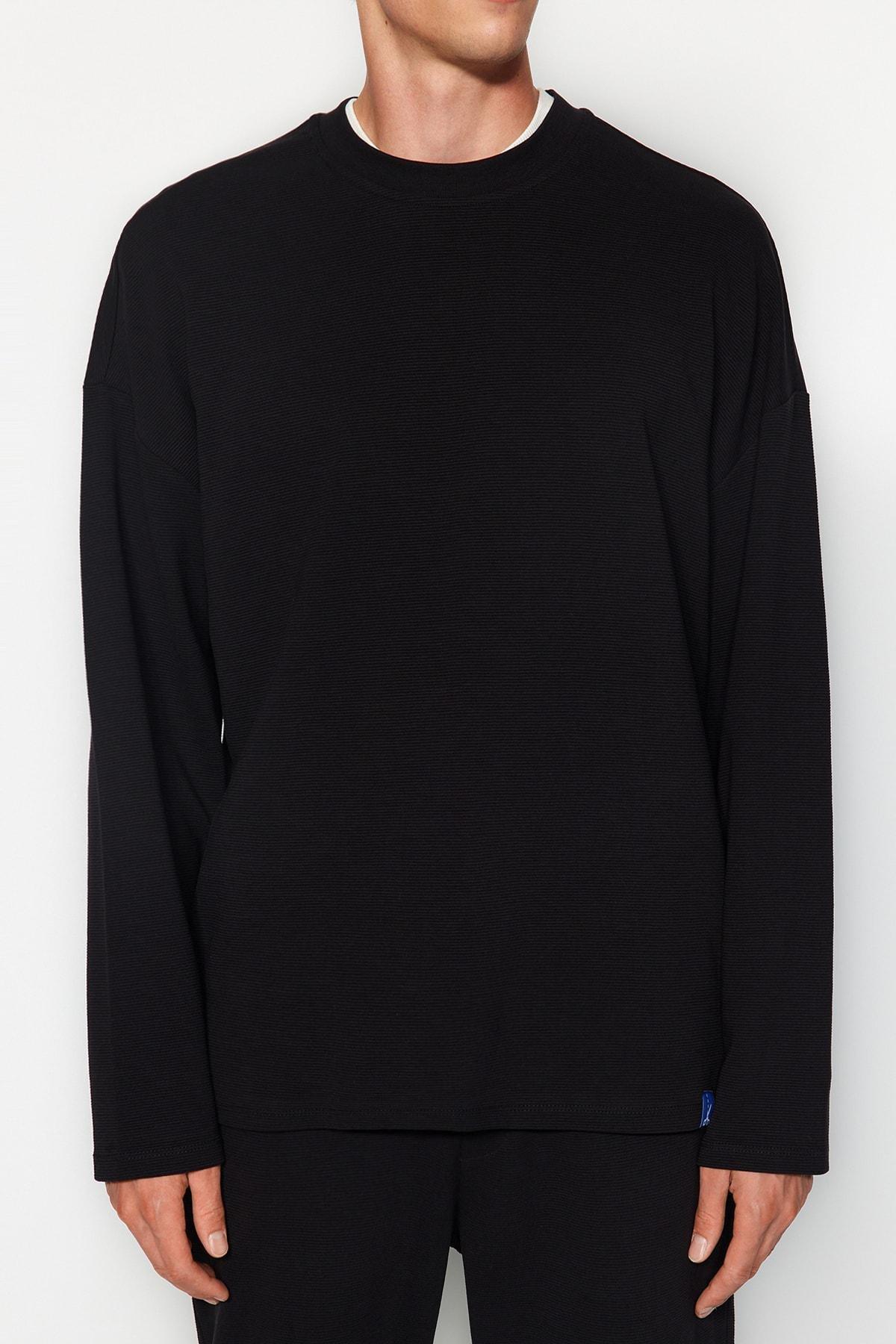 Black Oversize Sweatshirt, , large image number 4