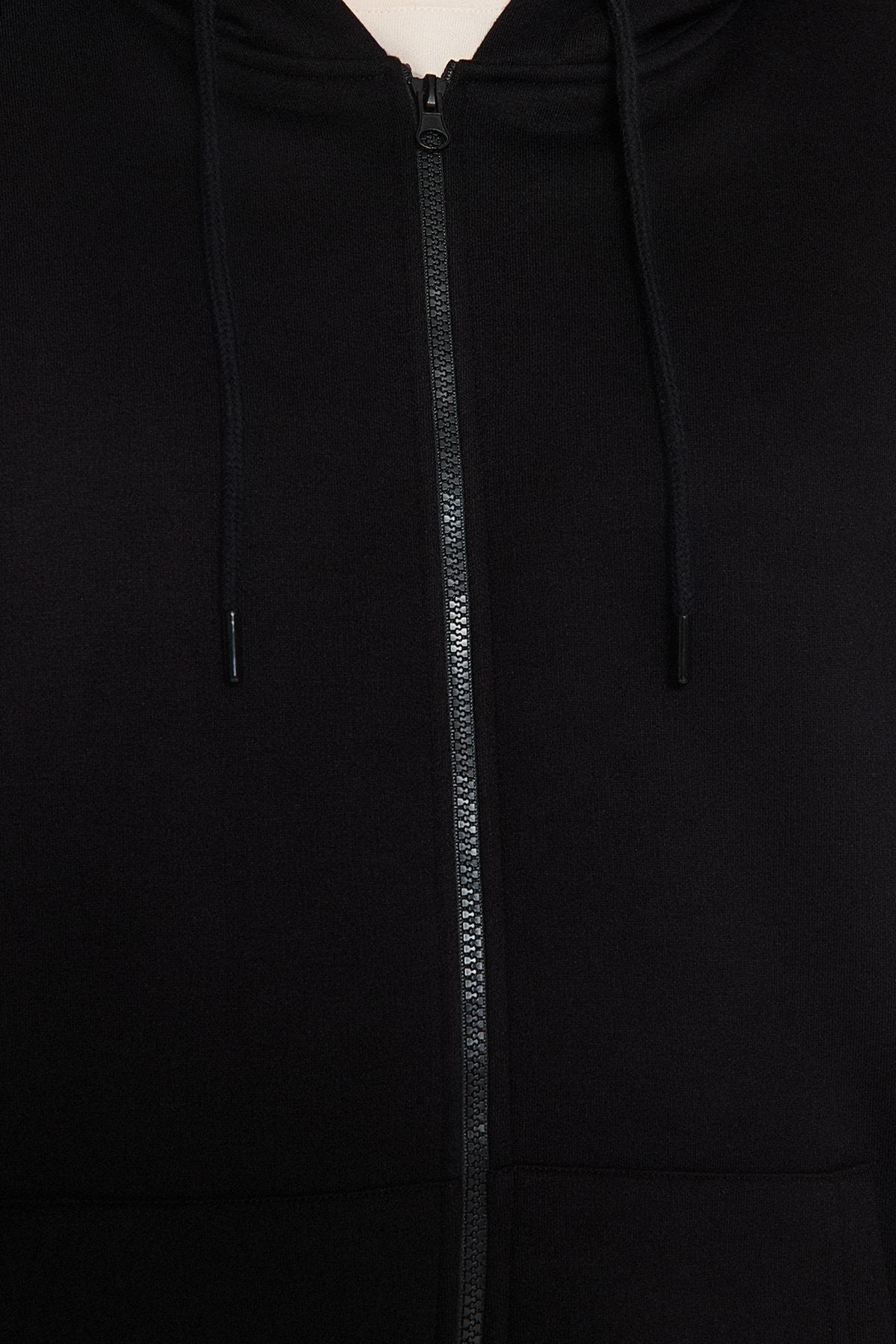 Black Oversized Zippered Hoodie, , large image number 4