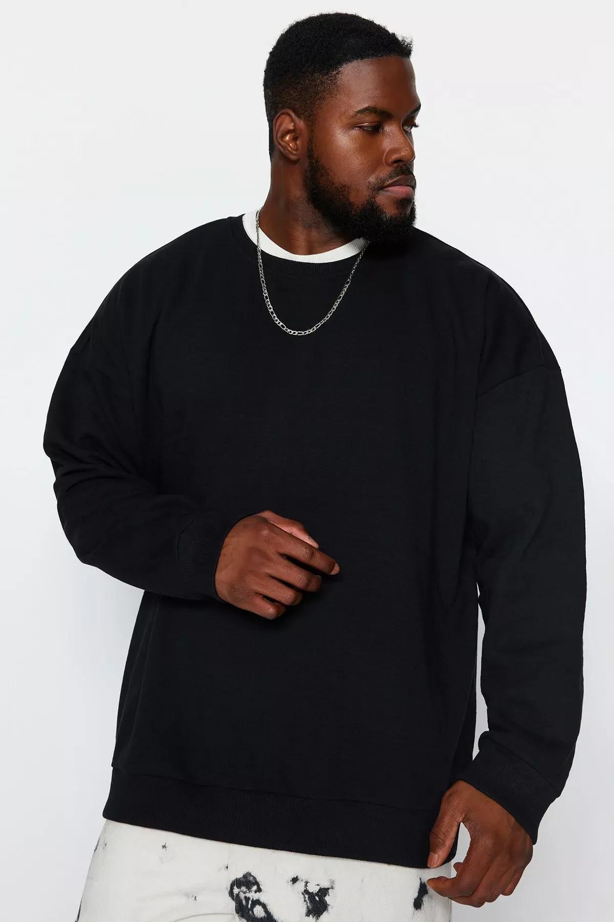 Black Oversized Back Printed Sweatshirt, BLACK, large image number 1