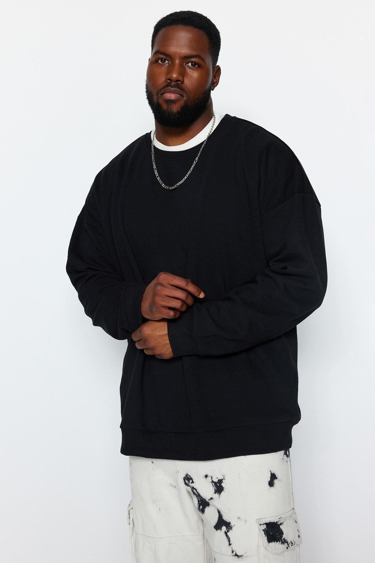 Black Oversized Back Printed Sweatshirt, BLACK, large image number 2