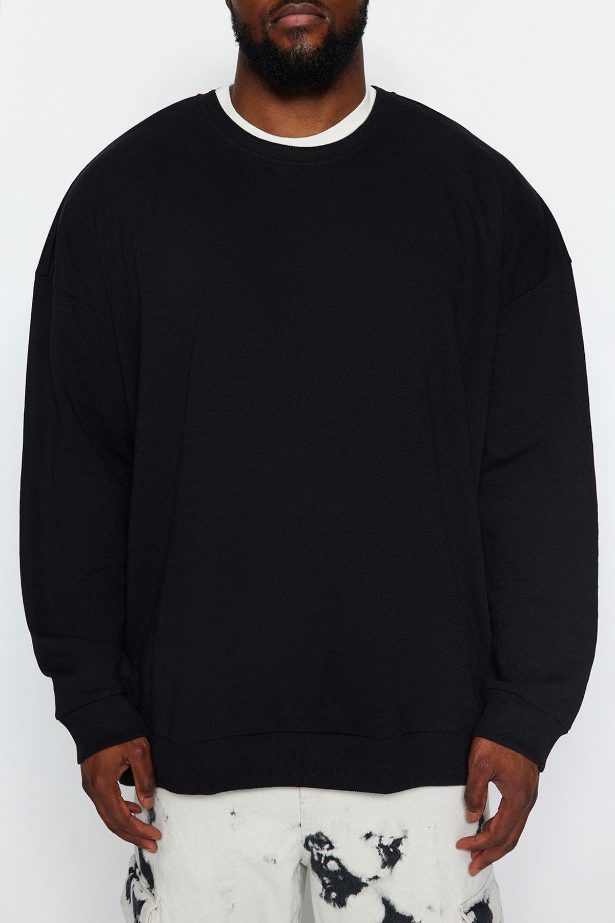 Black Oversized Back Printed Sweatshirt, BLACK, large image number 4
