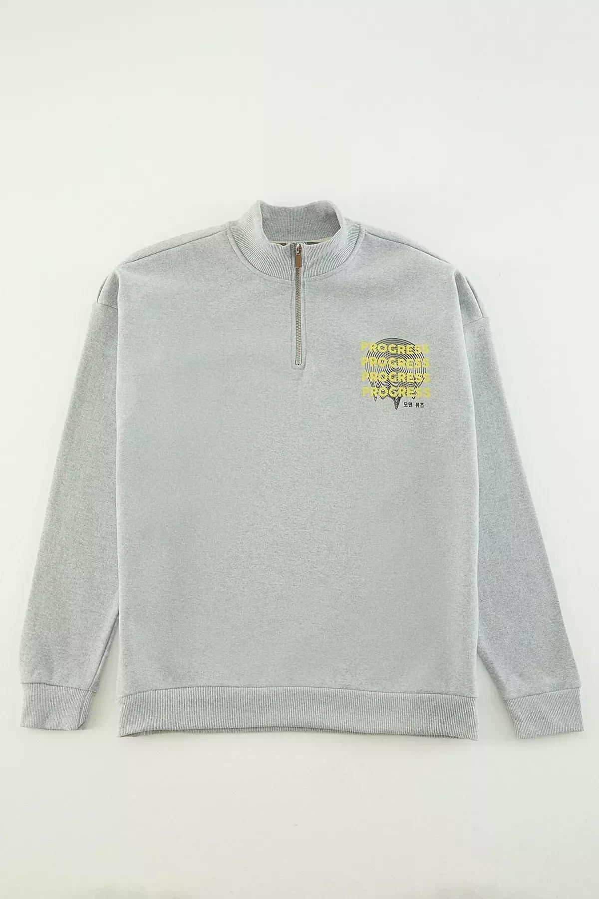 Grey Plus Size Oversized Sweatshirt, GRAY MELANGE, large image number 2