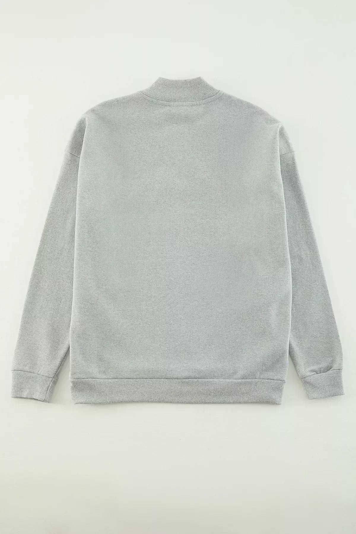 Grey Plus Size Oversized Sweatshirt, GRAY MELANGE, large image number 3