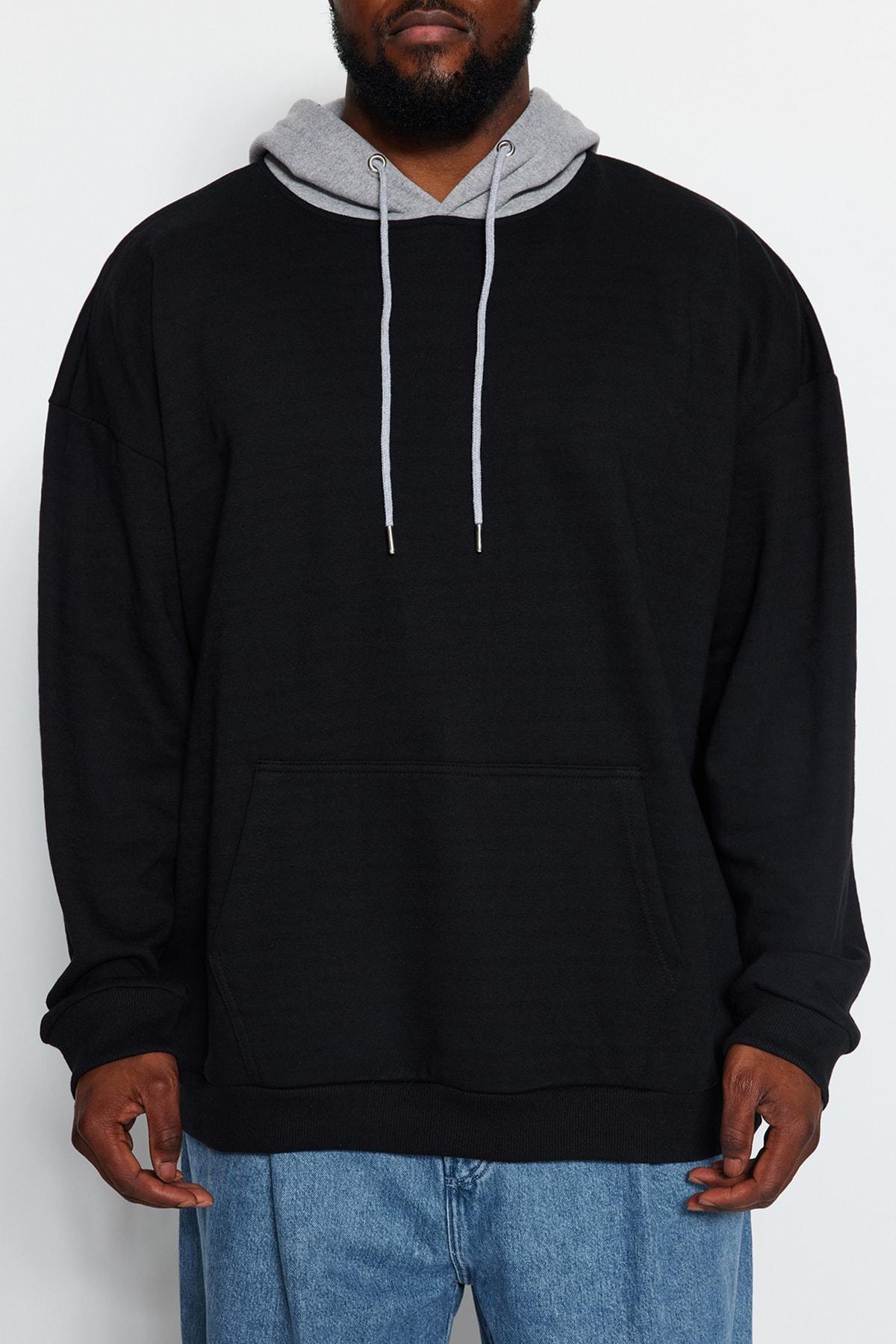 Black Oversized Fleece Sweatshirt, , large image number 4