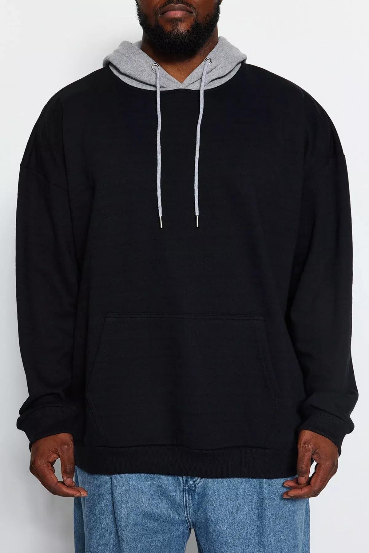 Black Oversized Fleece Sweatshirt, , large image number 4