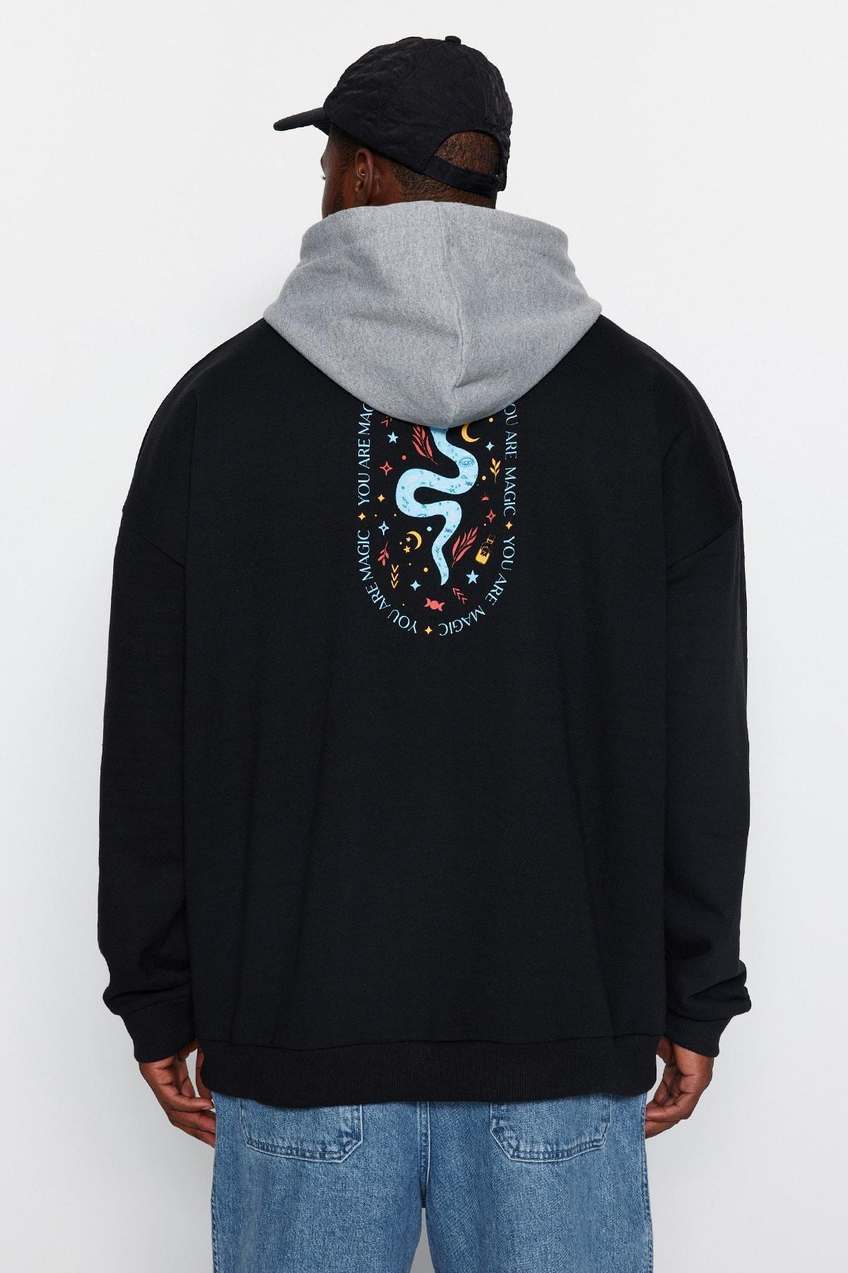 Black Oversized Fleece Sweatshirt, , large image number 5