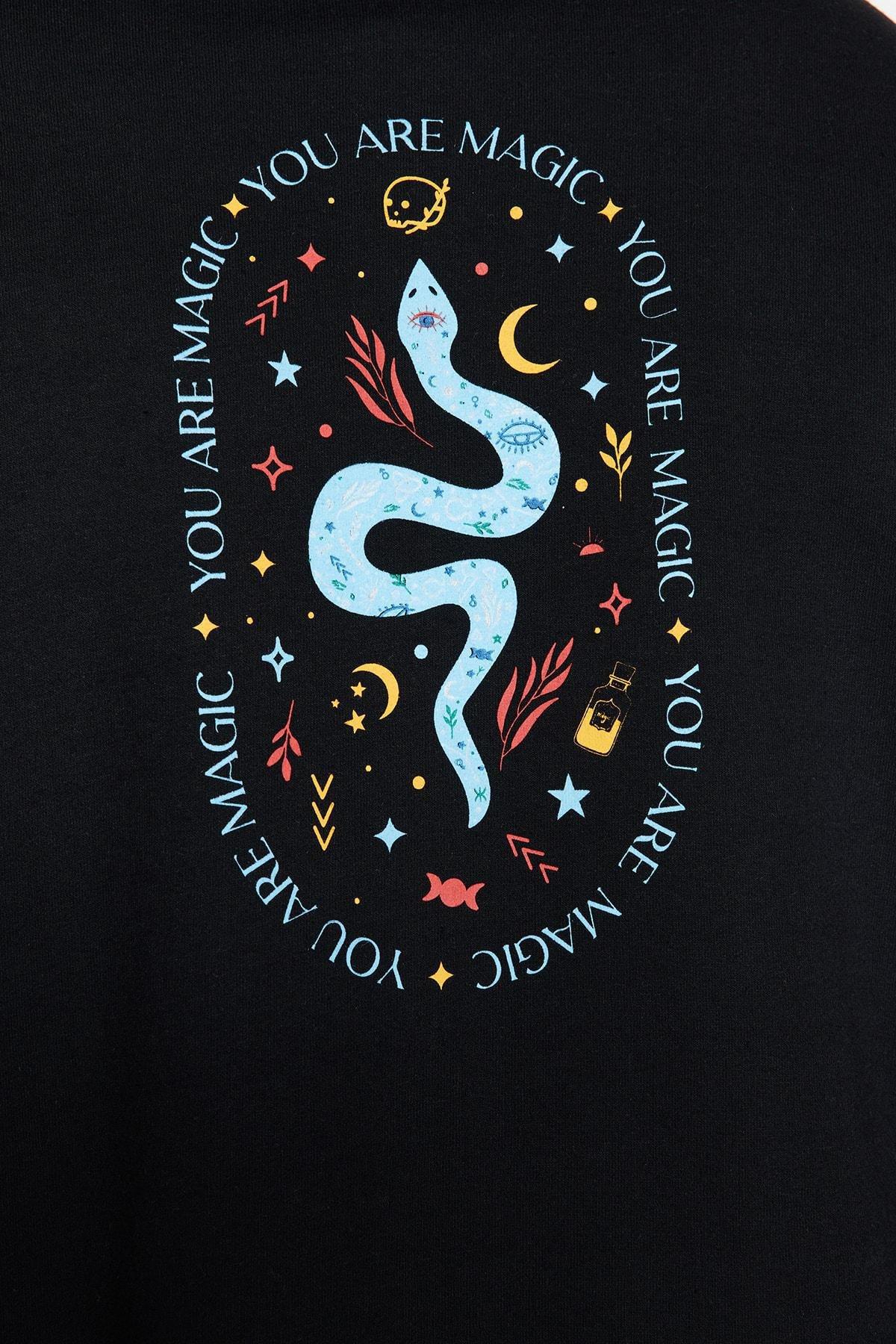 Black Oversized Fleece Sweatshirt, , large image number 6