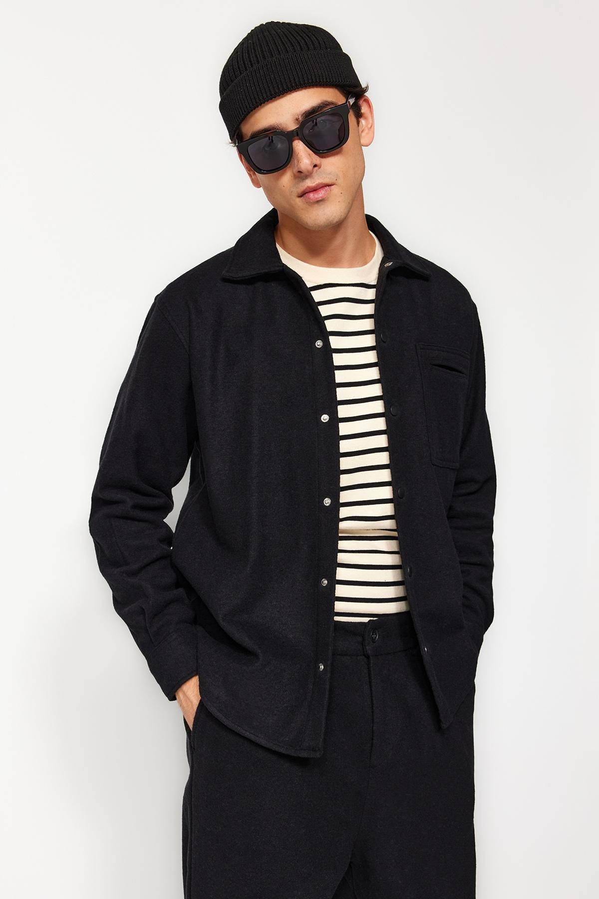 Black Relaxed Stitched Shirt, , large image number 2