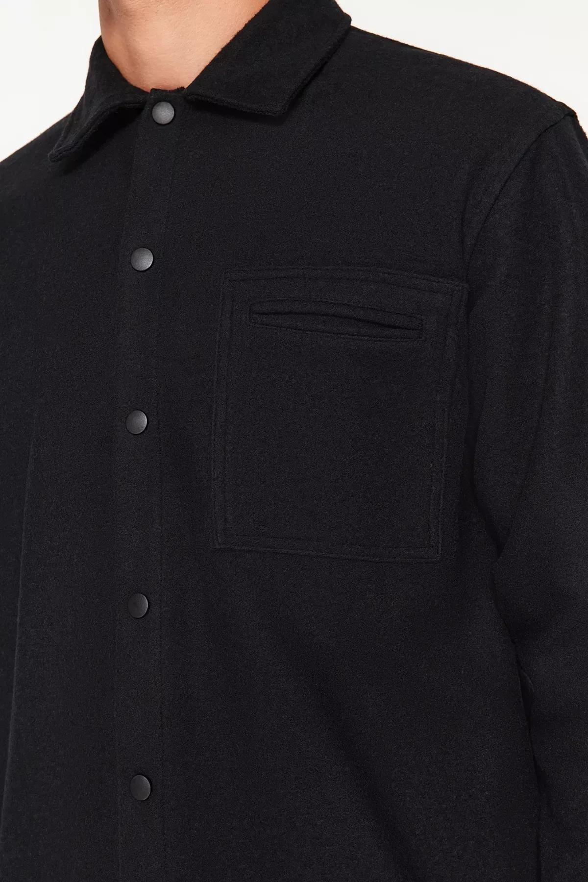 Black Relaxed Stitched Shirt, , large image number 4