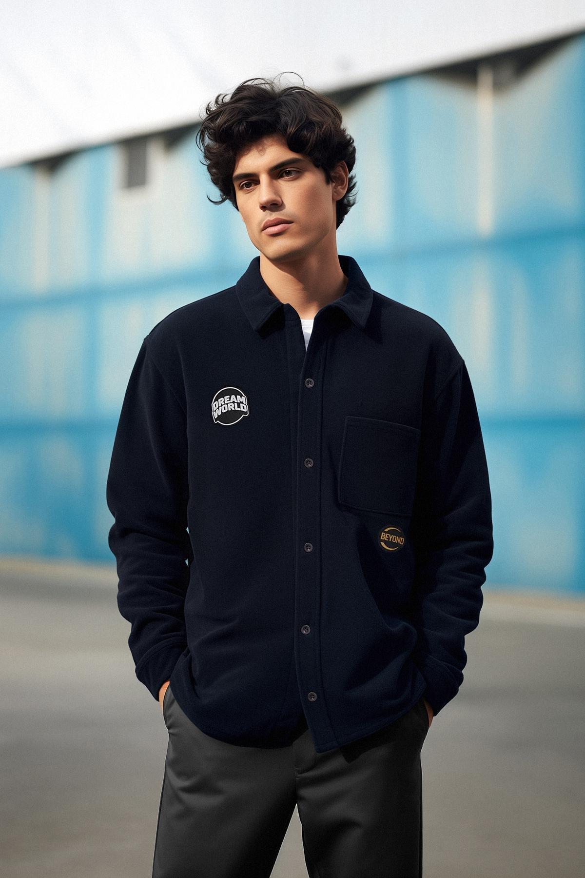 Trendyol - Navy Regular Fleece Shirt