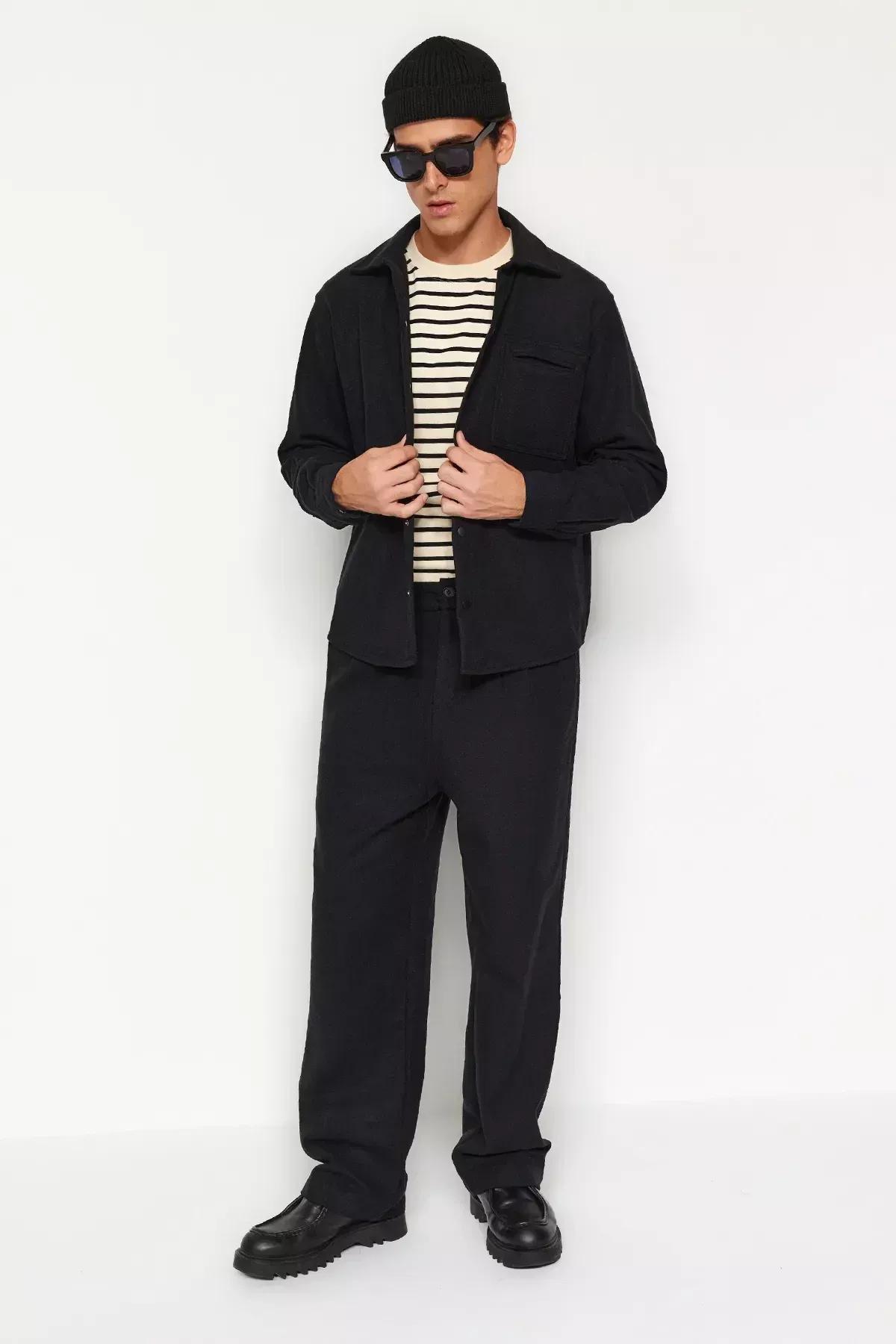 Black Wide Leg Cachet Trousers, BLACK, large image number 4