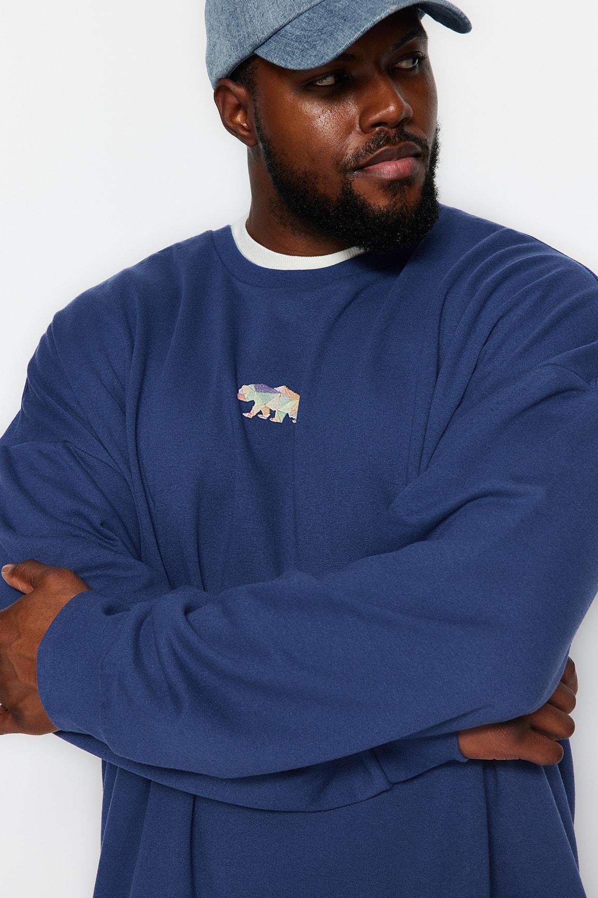 Navy Plus Size Oversized Sweatshirt, , large image number 1