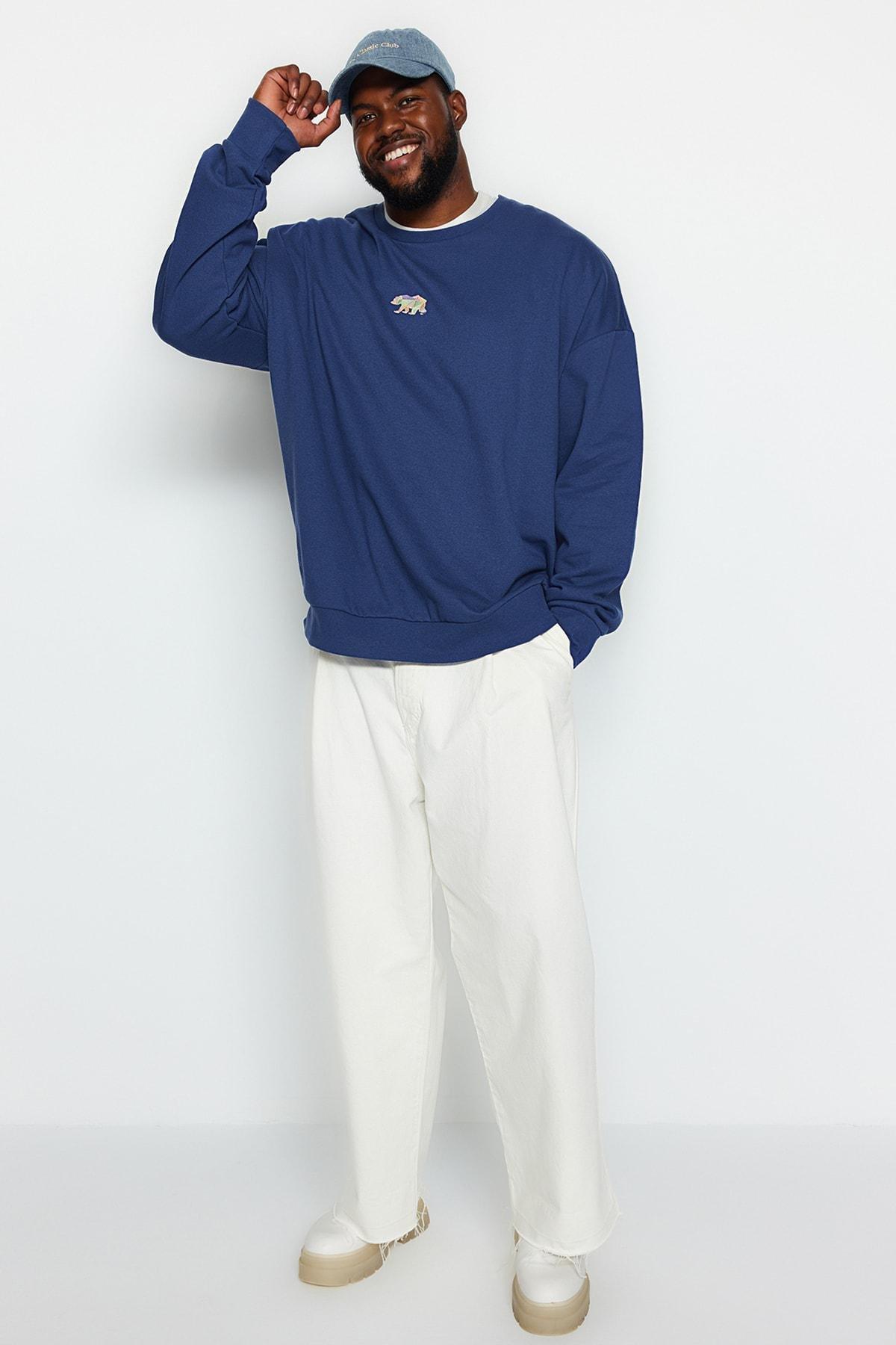 Navy Plus Size Oversized Sweatshirt, , large image number 2