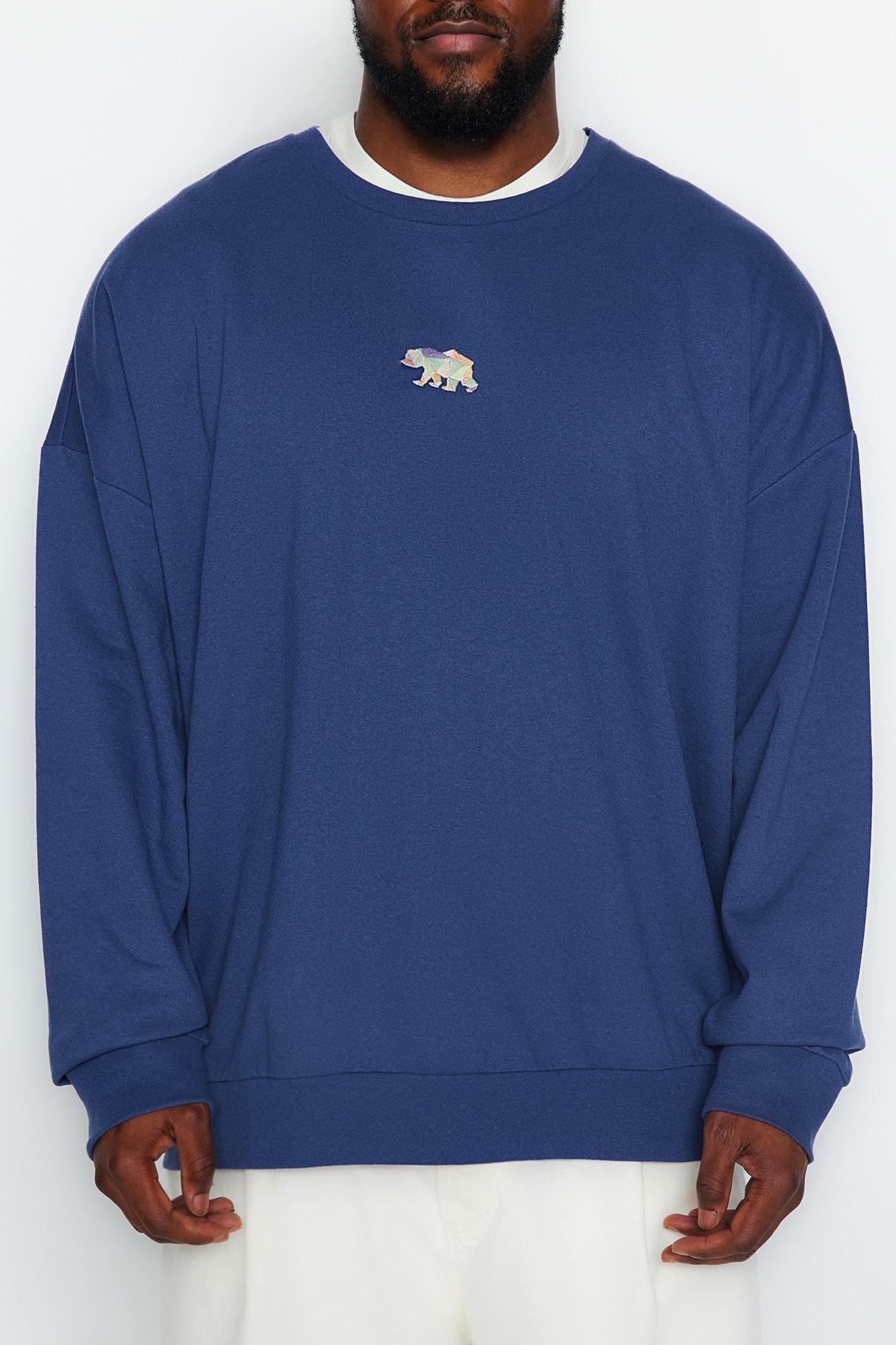 Navy Plus Size Oversized Sweatshirt, , large image number 3