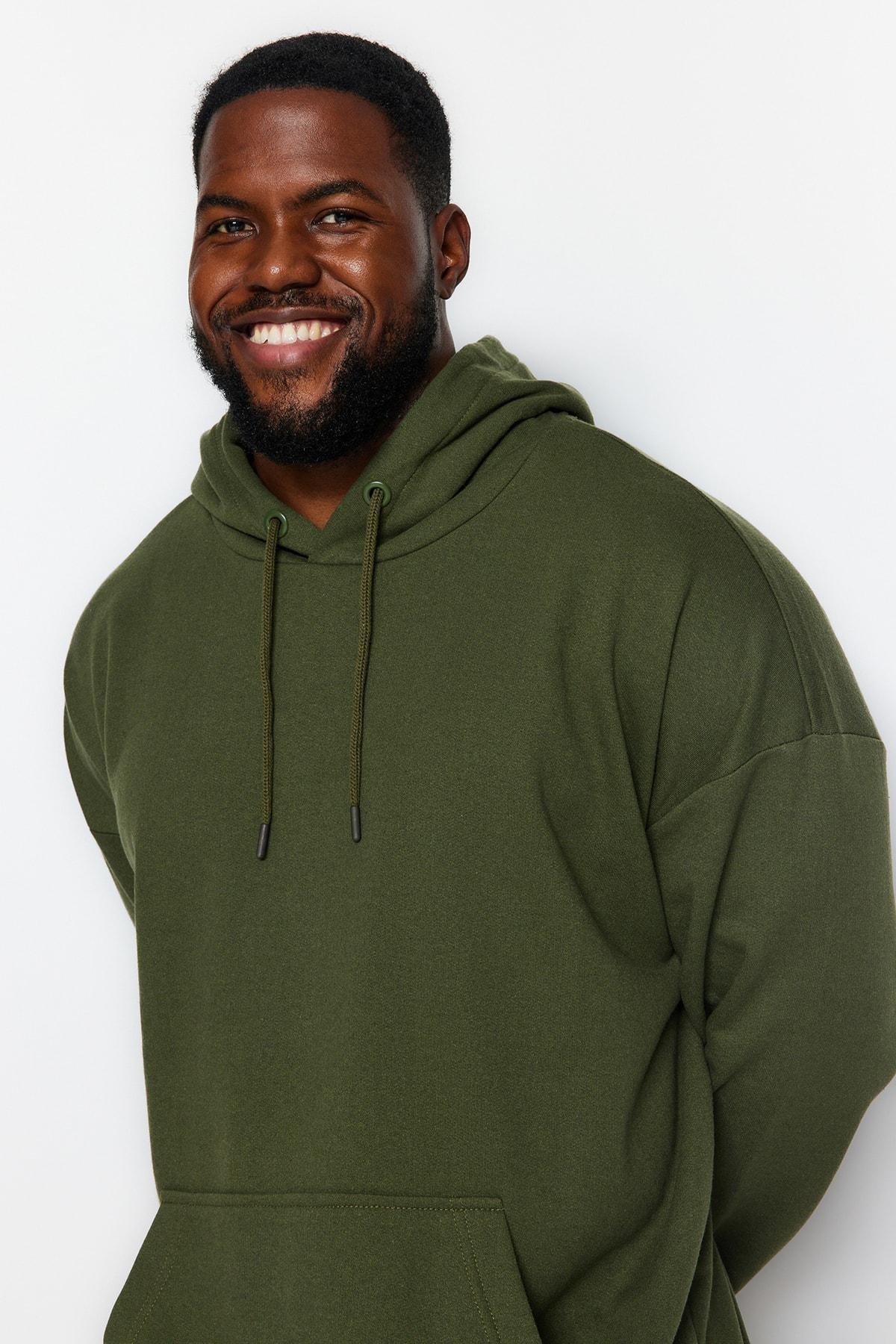 Green Oversized Fleece Hoodie, , medium