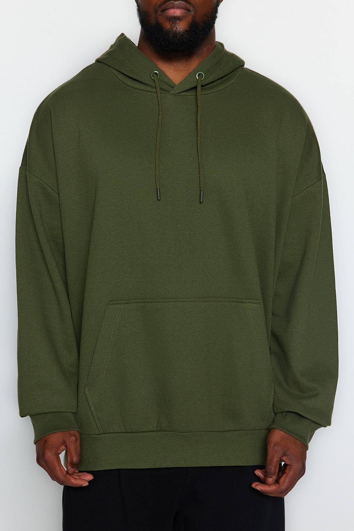Green Oversized Fleece Hoodie, , large image number 2