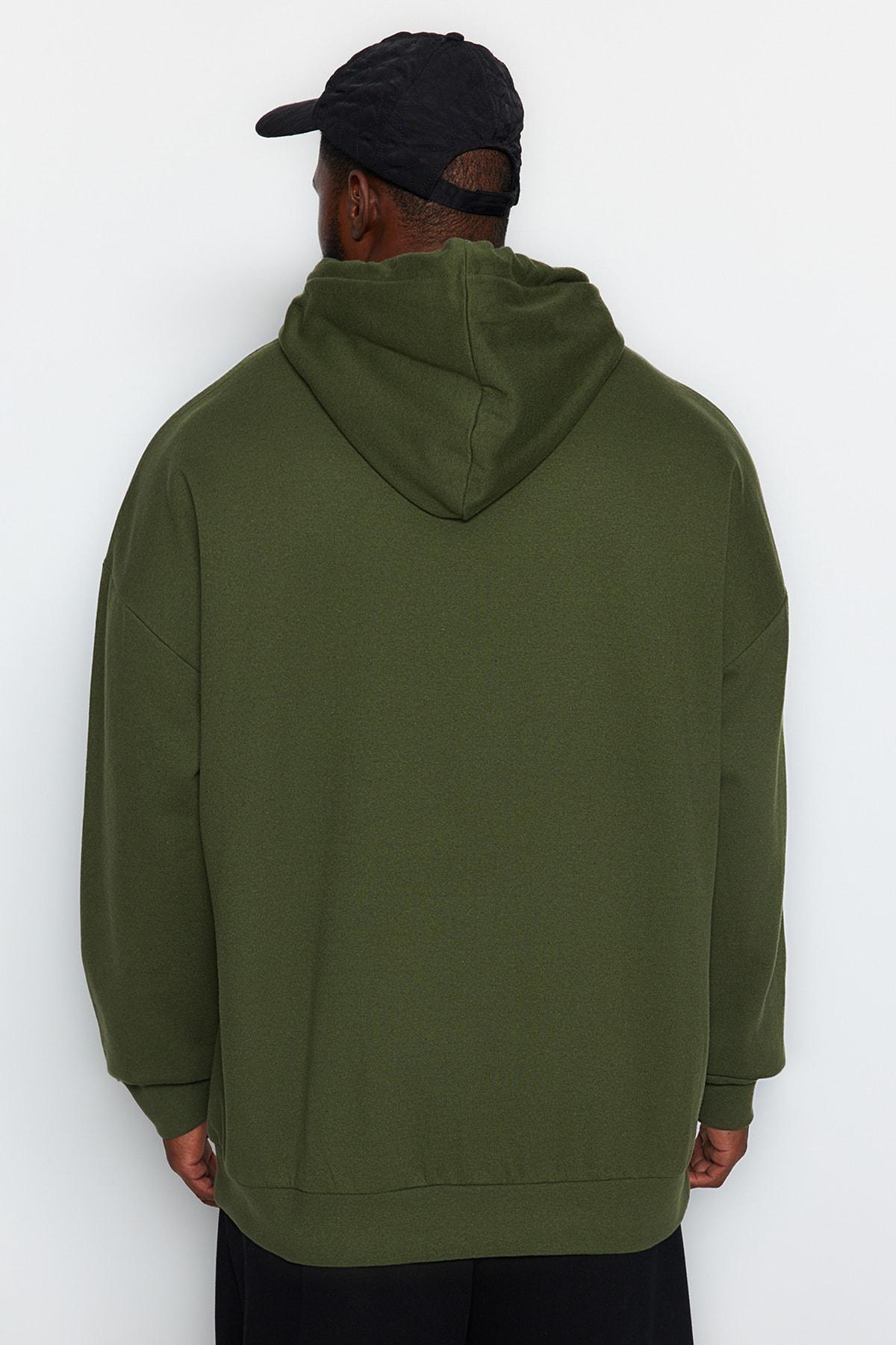 Green Oversized Fleece Hoodie, , large image number 4
