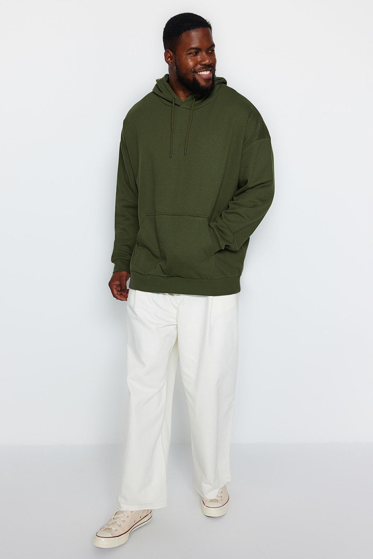 Green Oversized Fleece Hoodie, , large image number 5