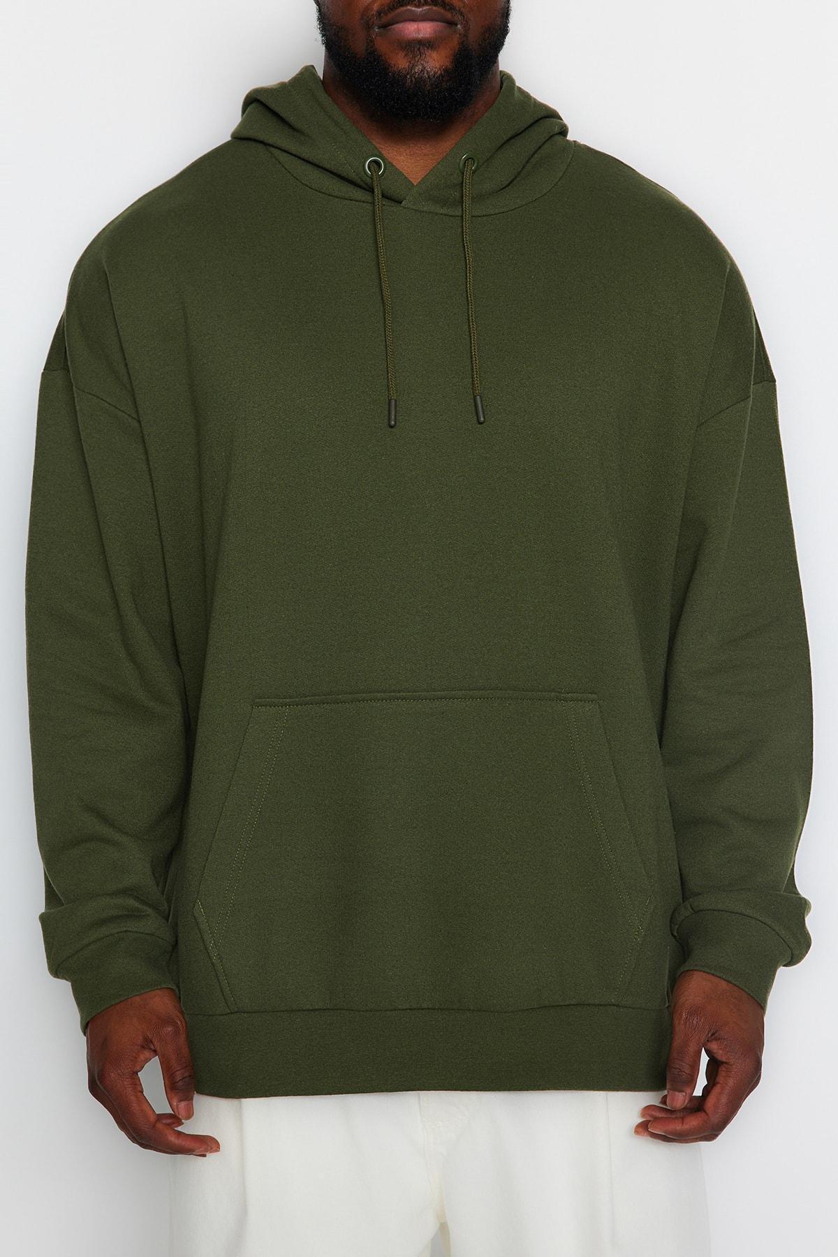 Green Oversized Fleece Hoodie, , large image number 6