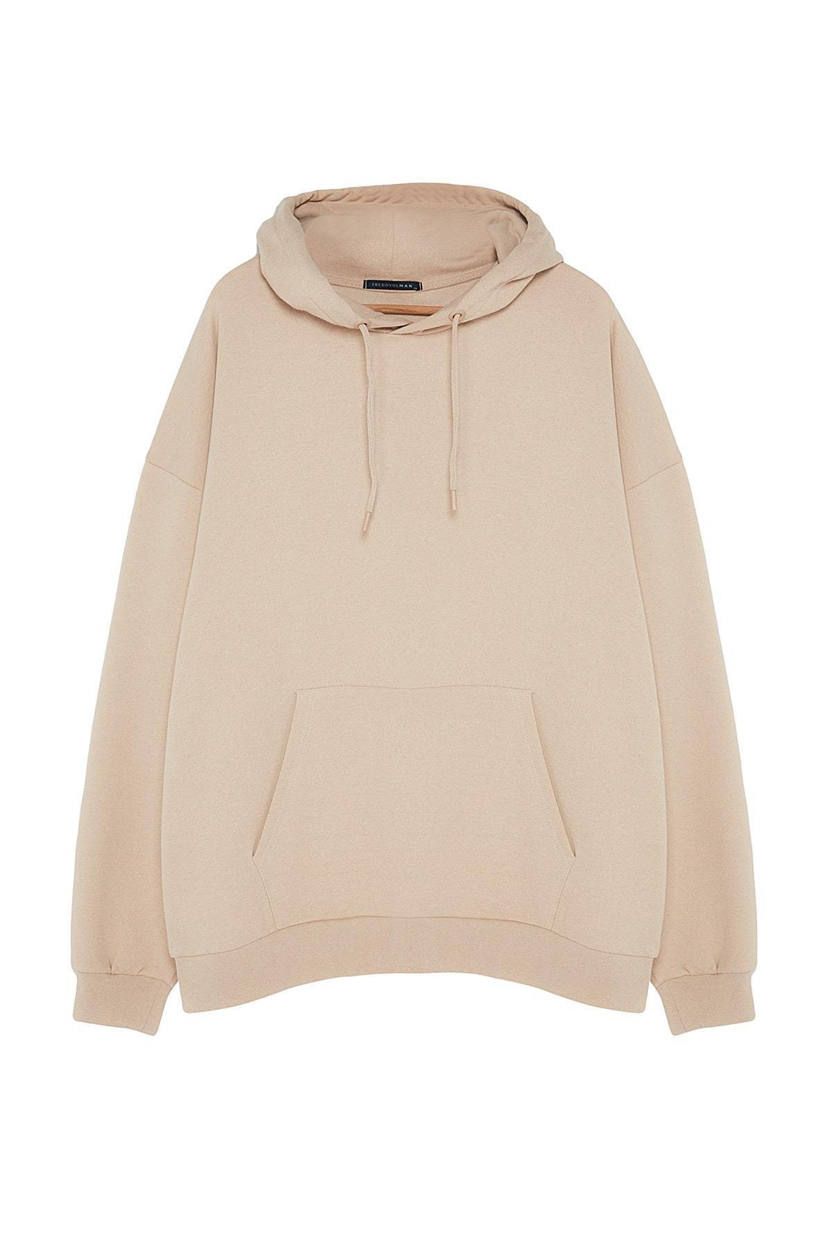 Beige Oversized Fleece Hoodie, , large image number 6