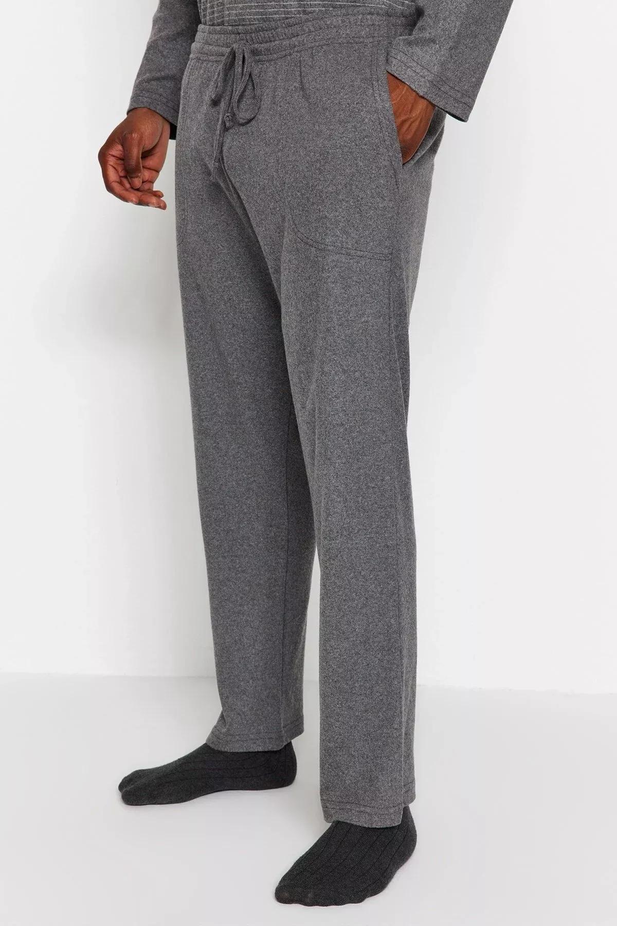 Grey Knitted Plus Size Pyjamas Set, Smoked, large image number 5