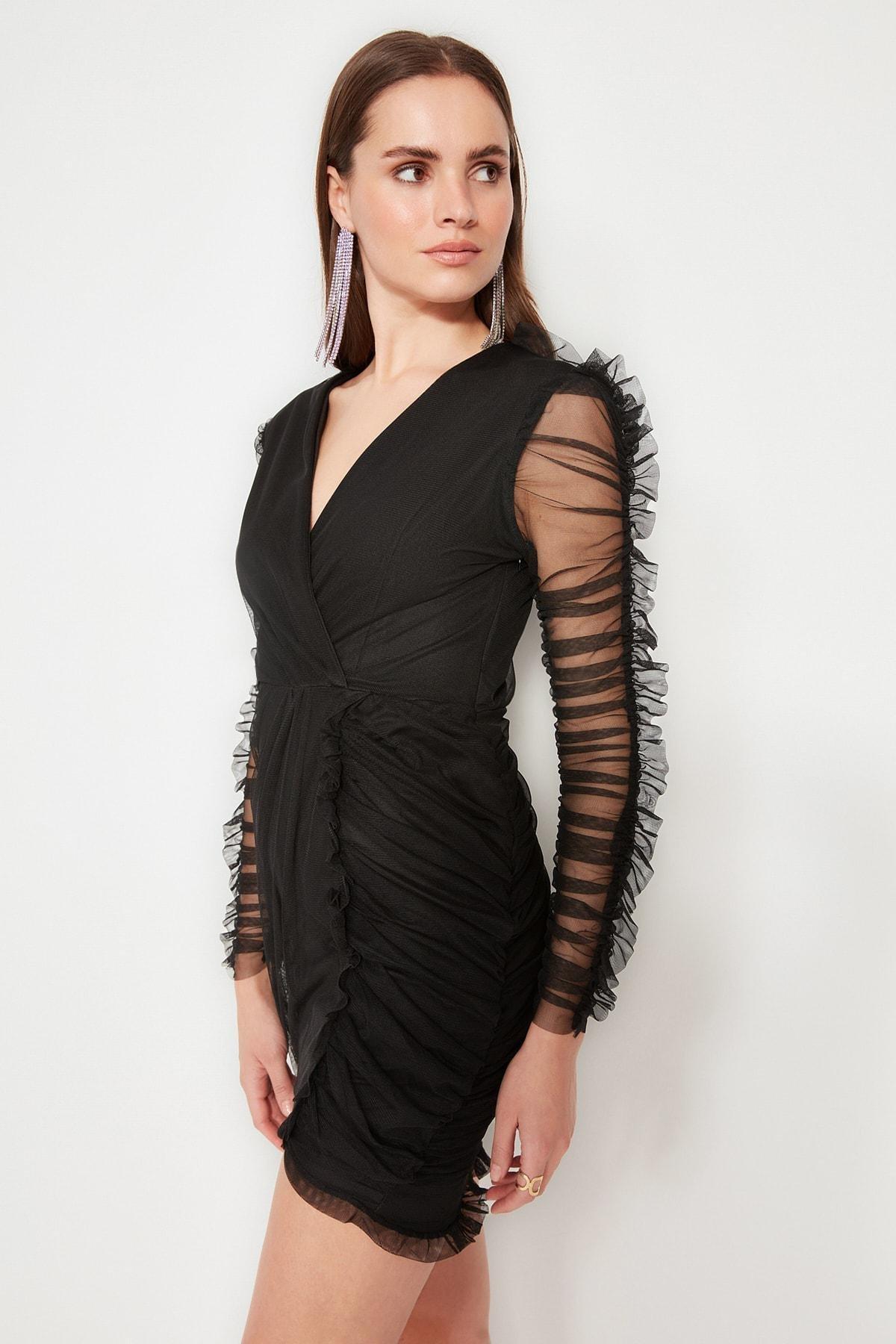 Black Bodycon Double- Breasted Dress, , large image number 2