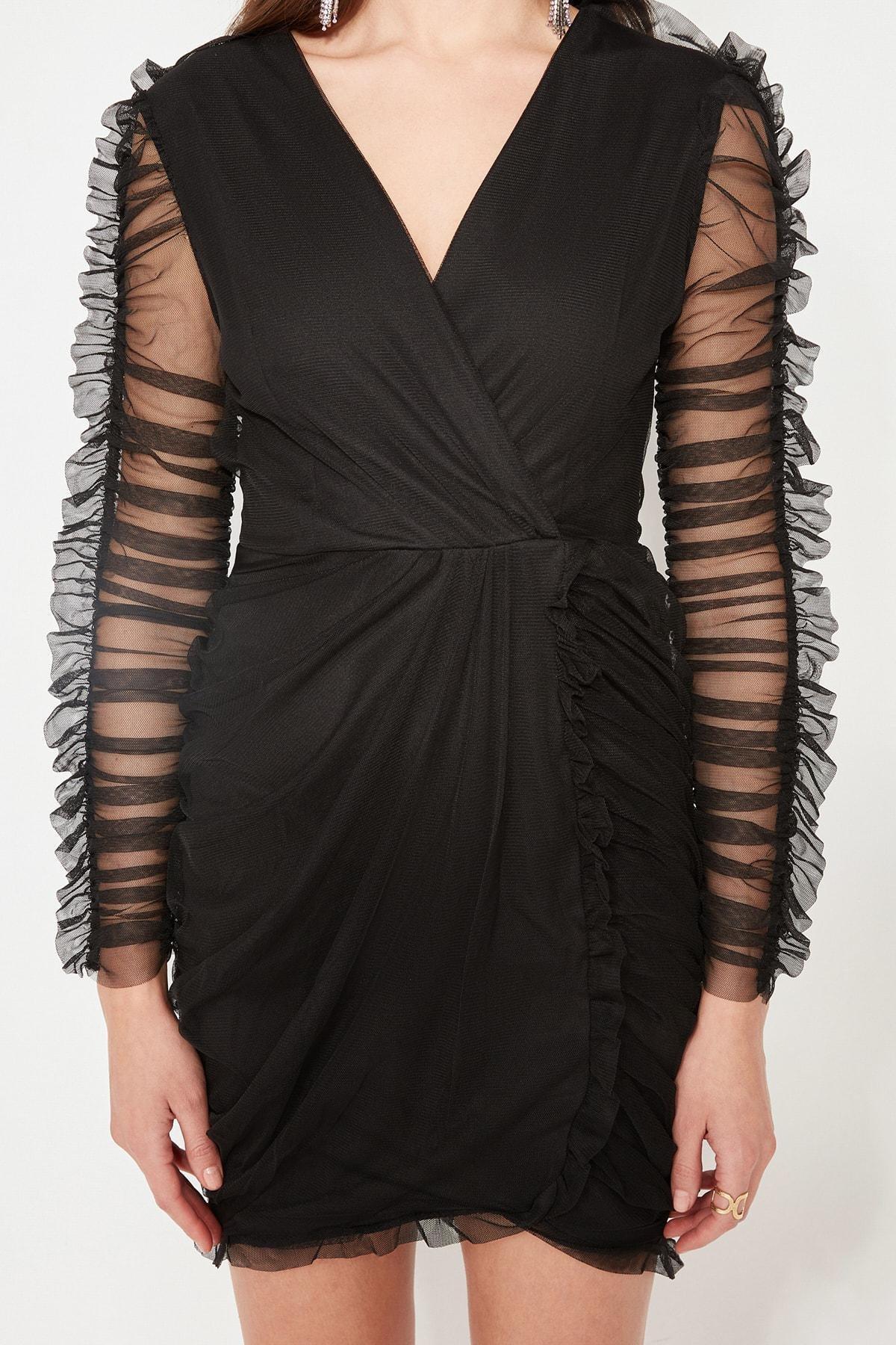 Black Bodycon Double- Breasted Dress, , large image number 3