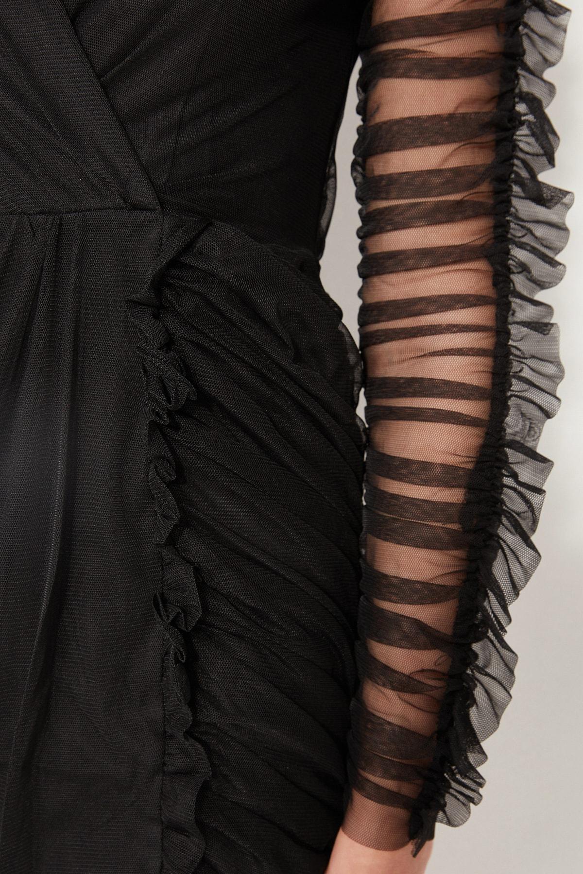 Black Bodycon Double- Breasted Dress, , large image number 4