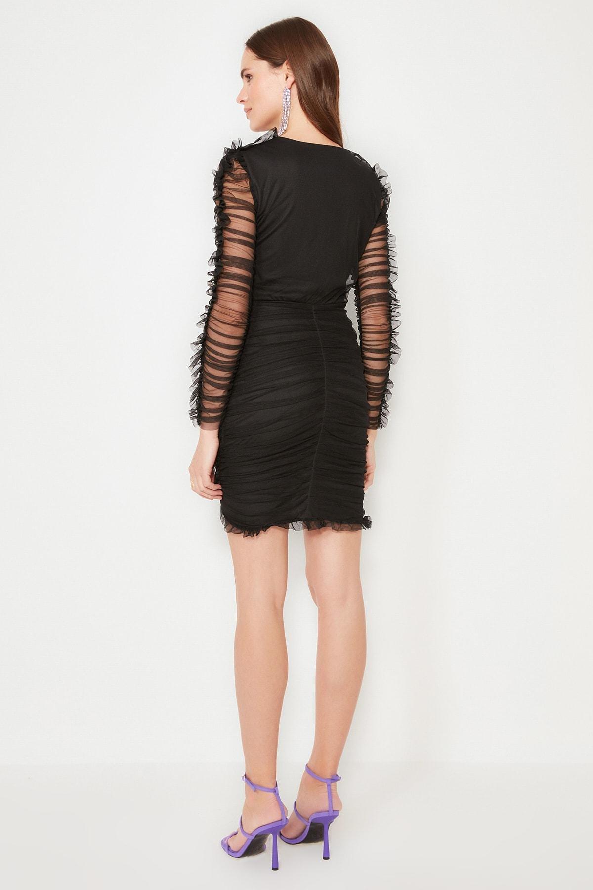 Black Bodycon Double- Breasted Dress, , large image number 5