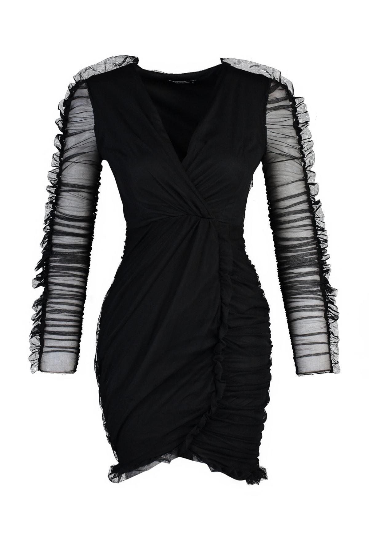 Black Bodycon Double- Breasted Dress, , large image number 6