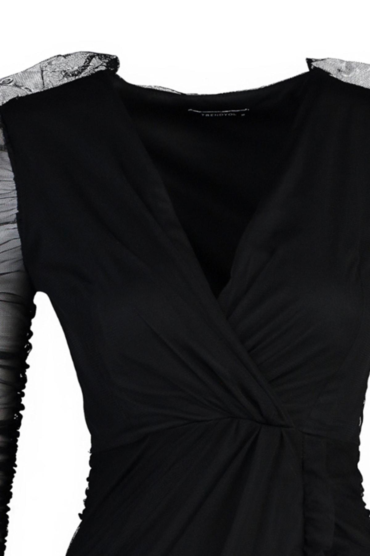 Black Bodycon Double- Breasted Dress, , large image number 7