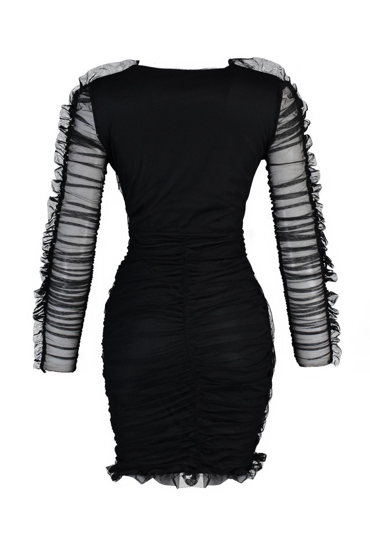 Black Bodycon Double- Breasted Dress, , large image number 8