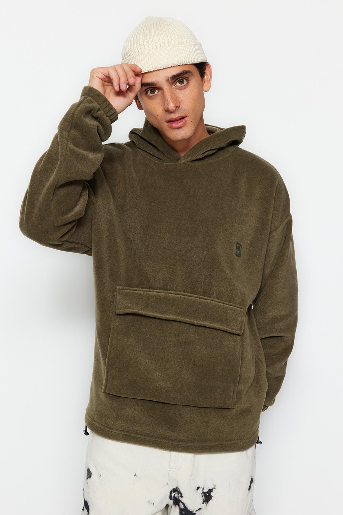 Trendyol - Brown Hooded Printed Sweatshirt