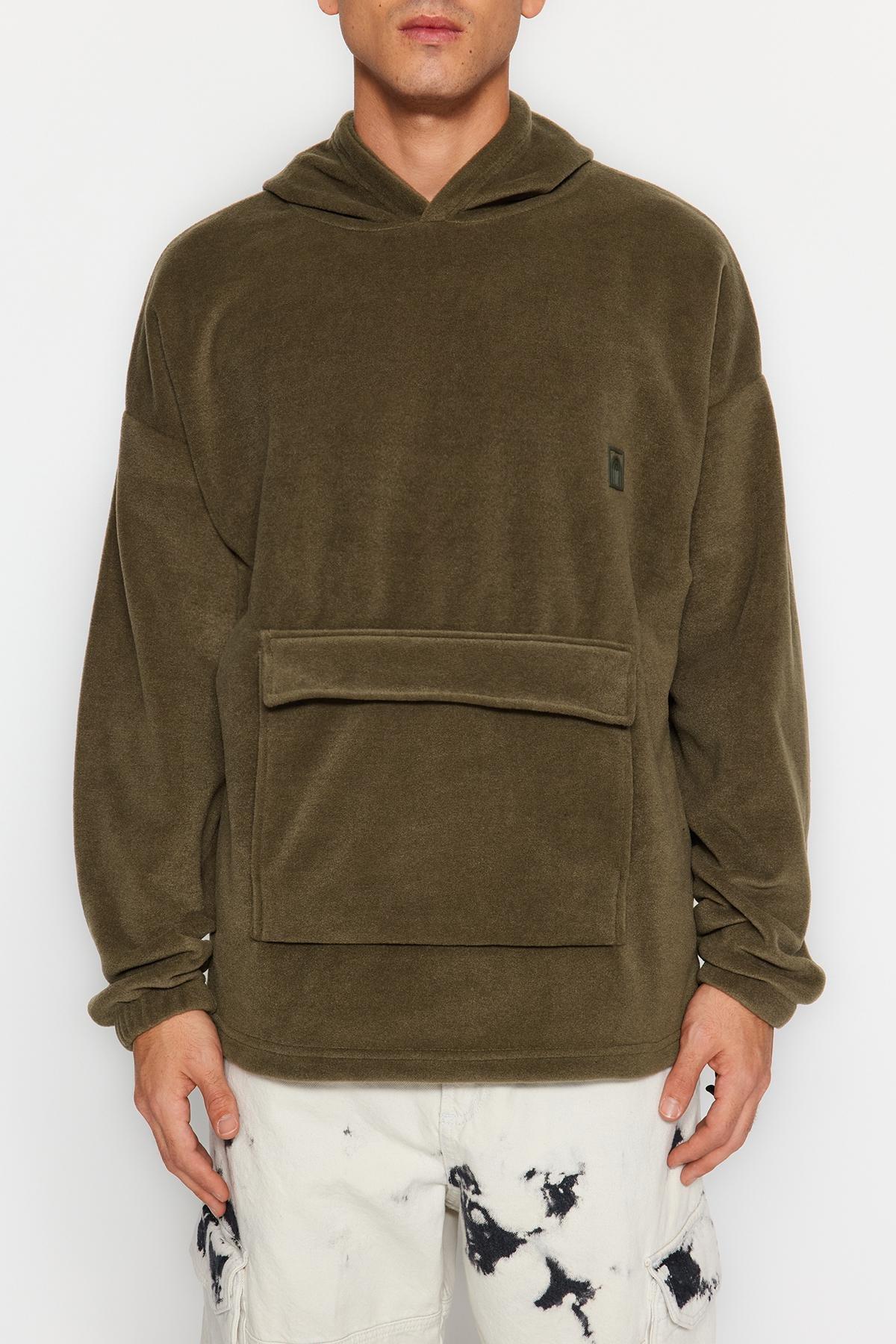 Trendyol - Brown Hooded Printed Sweatshirt