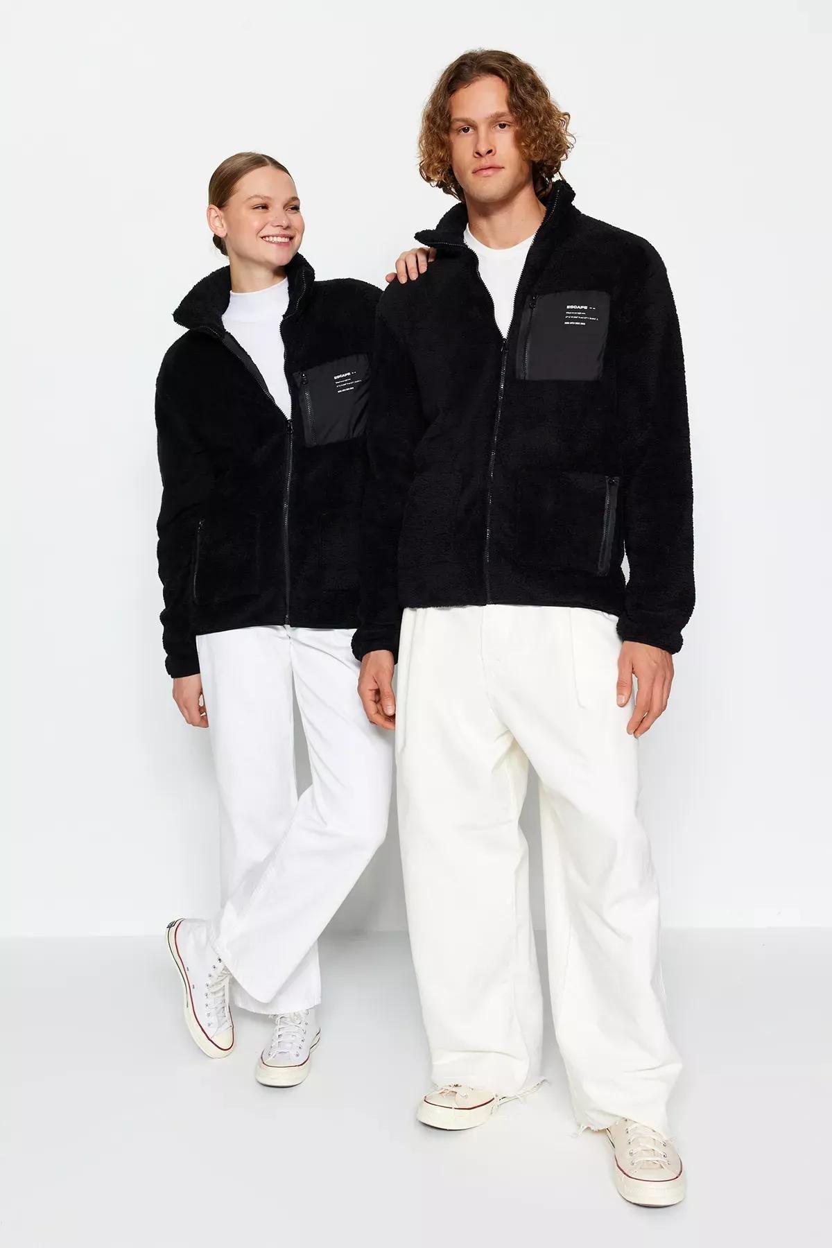 Black High Neck Zippered Detailed Cardigan, C101_2094, large image number 0
