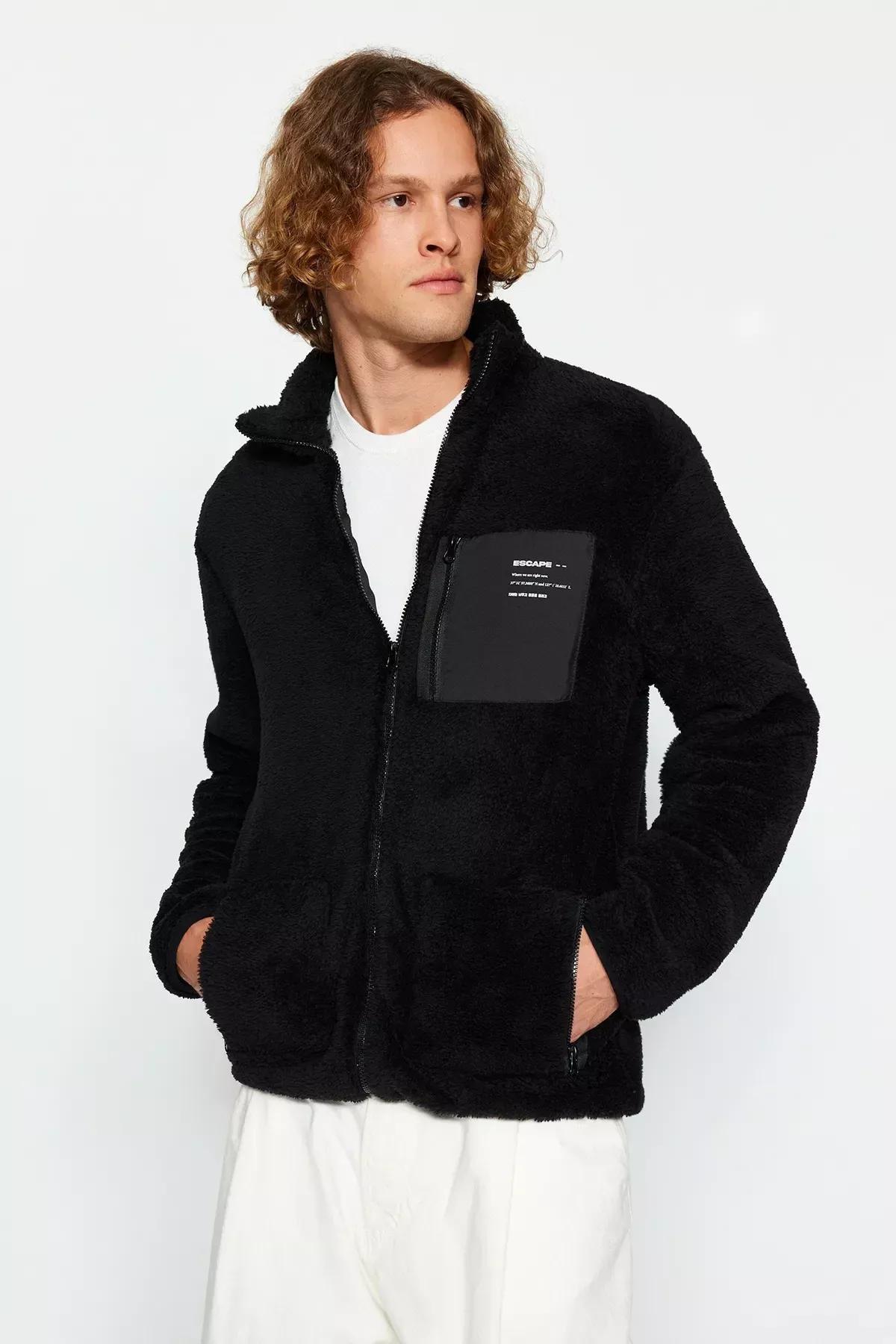Black High Neck Zippered Detailed Cardigan, C101_2094, large image number 2
