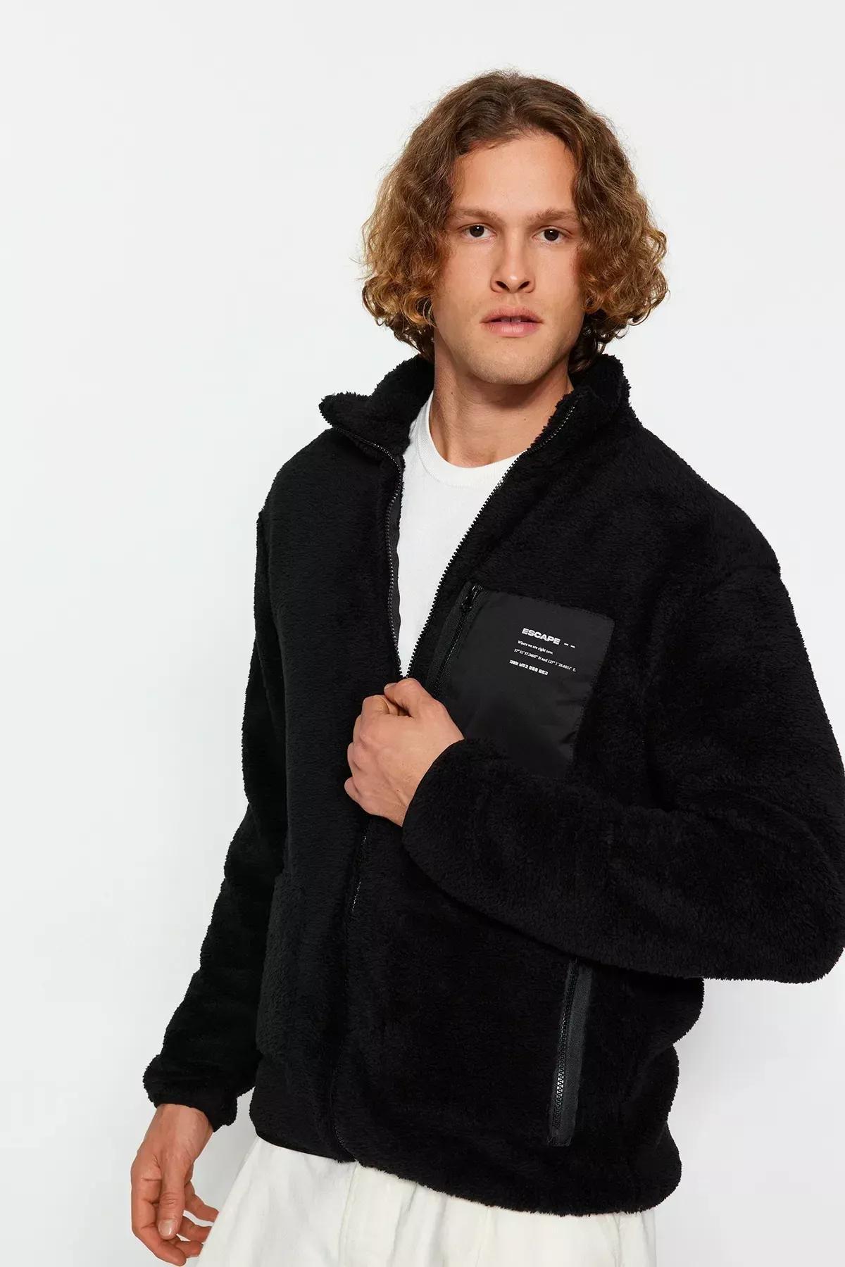 Black High Neck Zippered Detailed Cardigan, C101_2094, large image number 3