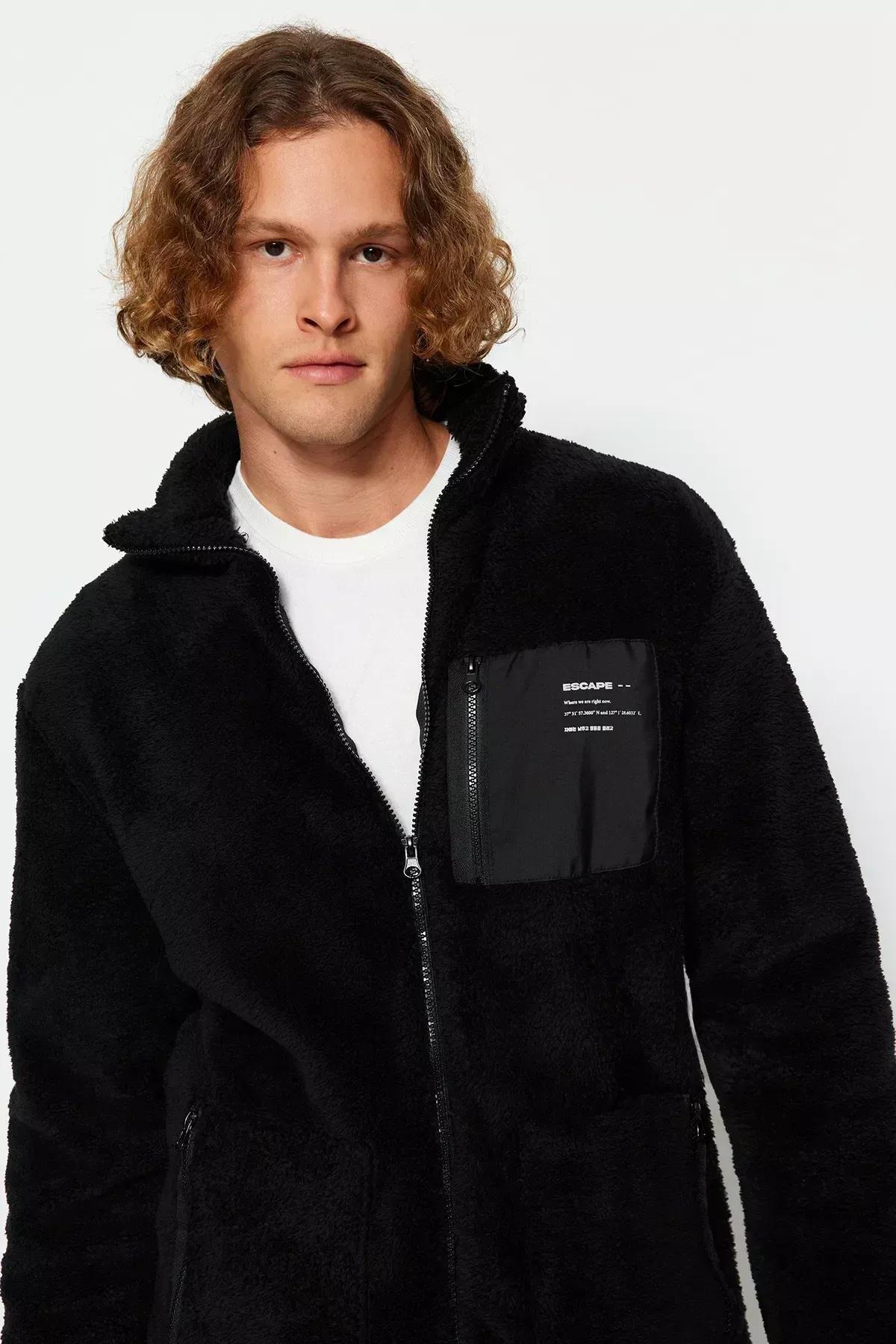 Black High Neck Zippered Detailed Cardigan, C101_2094, large image number 4