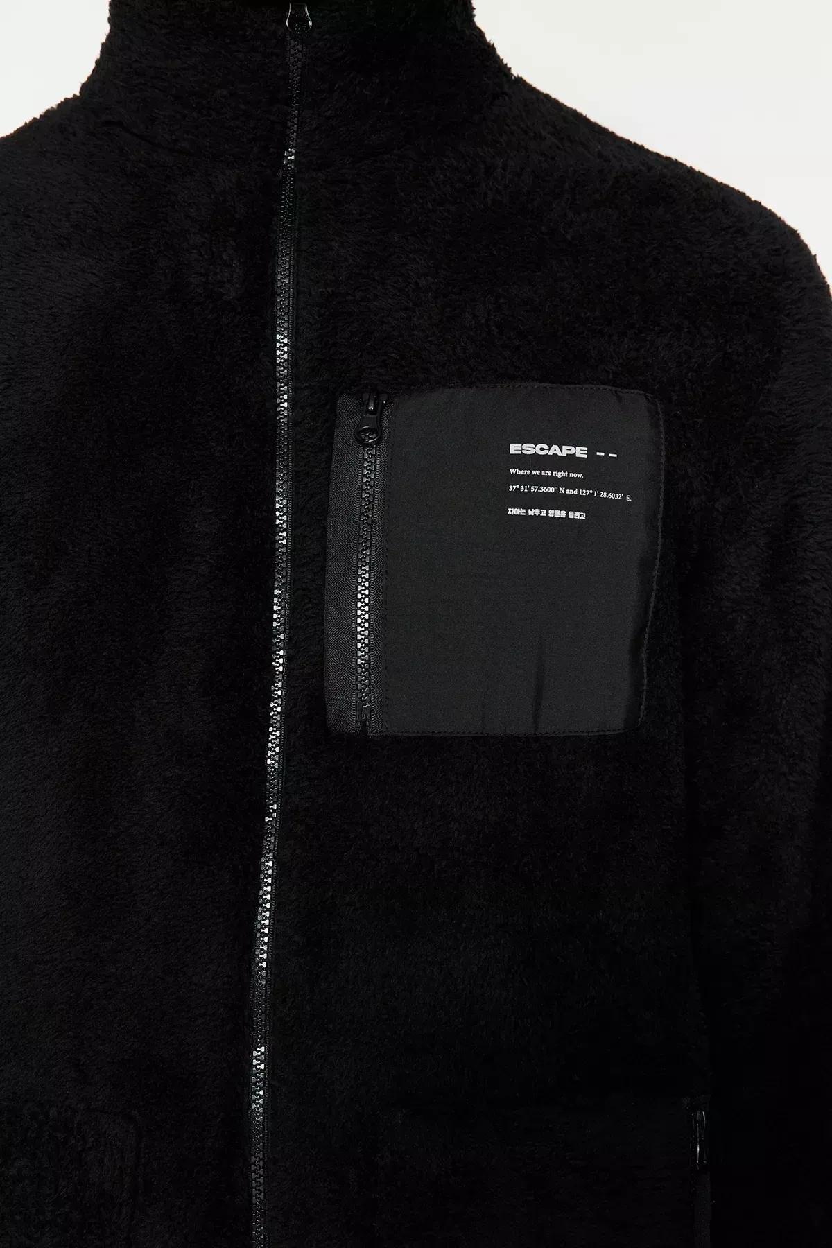 Black High Neck Zippered Detailed Cardigan, C101_2094, large image number 5