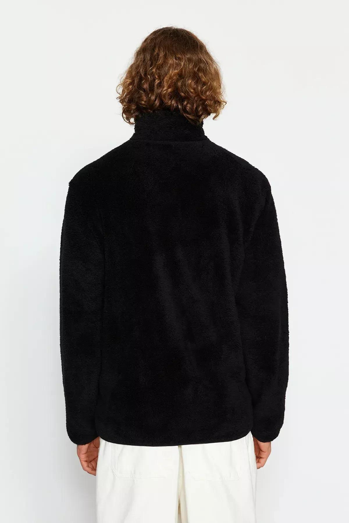 Black High Neck Zippered Detailed Cardigan, C101_2094, large image number 6