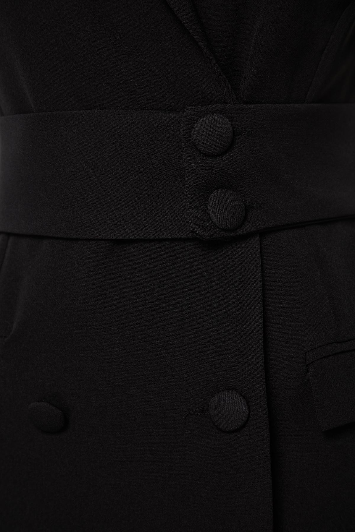 Black Mini Button Woven Dress, , large image number 5