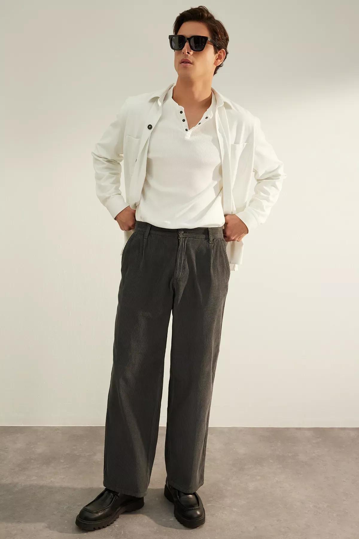 Brown Limited Edition Wide Leg Pants, Anthracite, large image number 2