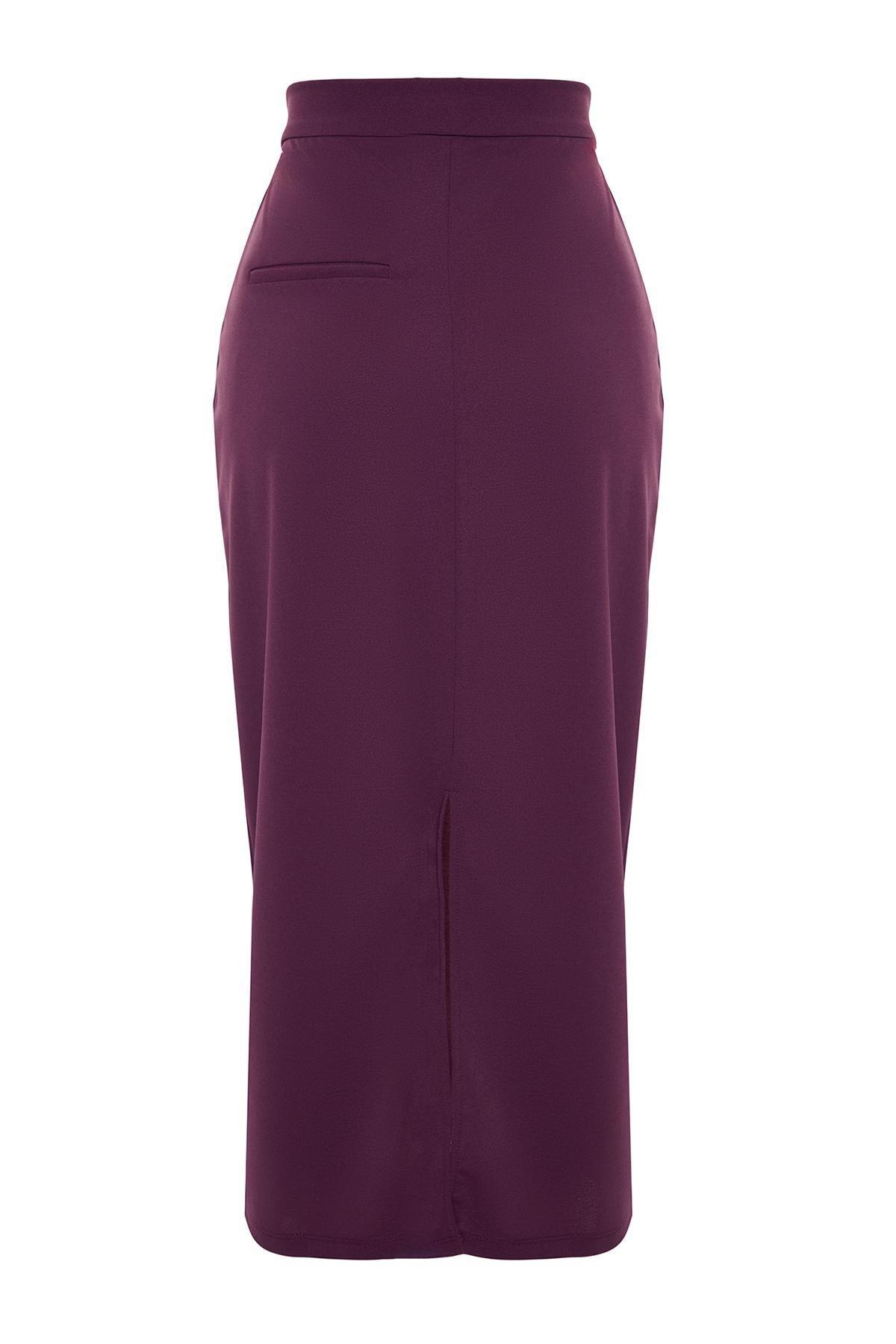 Purple Midi Pencil Knitted Skirt, , large image number 5