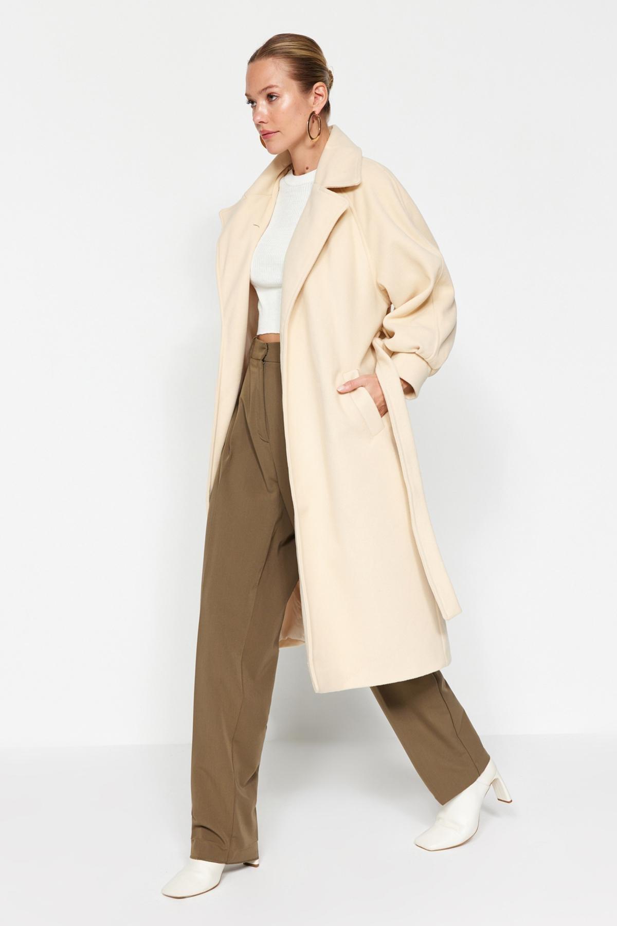 Beige Oversized Coat, , large image number 0