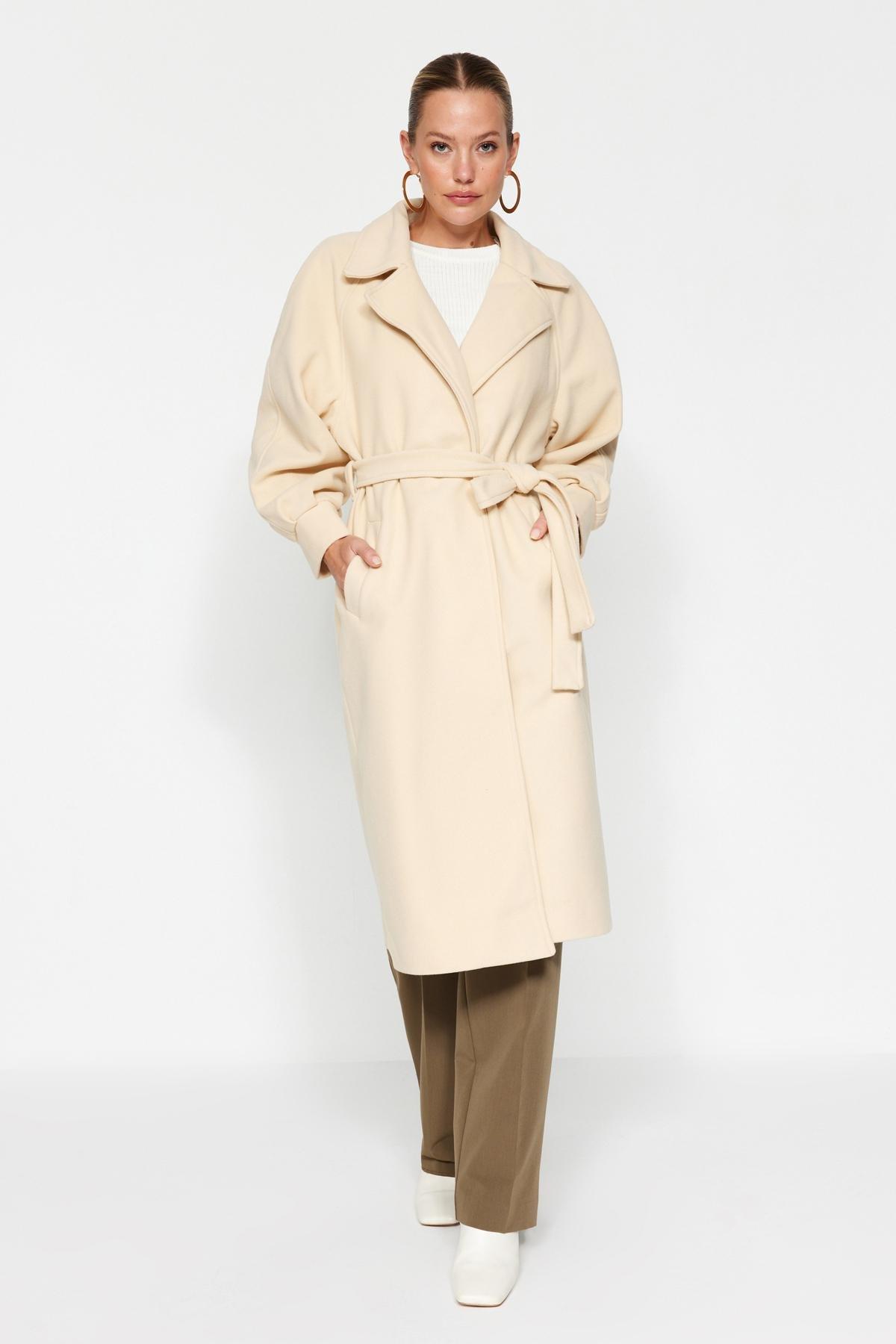 Beige Oversized Coat, , large image number 1